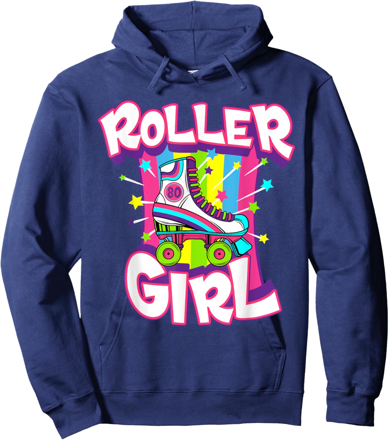 Roller Girl Funny 70s Vintage Roller Skate Seventies Costume Hoodie - Hoodie | Navy