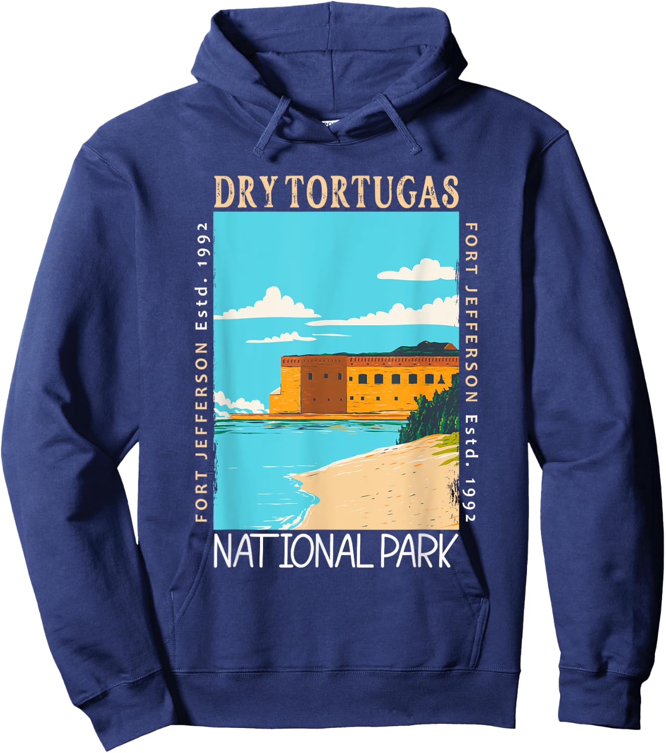 Dry Tortugas National Park Florida Distressed Vintage Hoodie - Hoodie | Navy