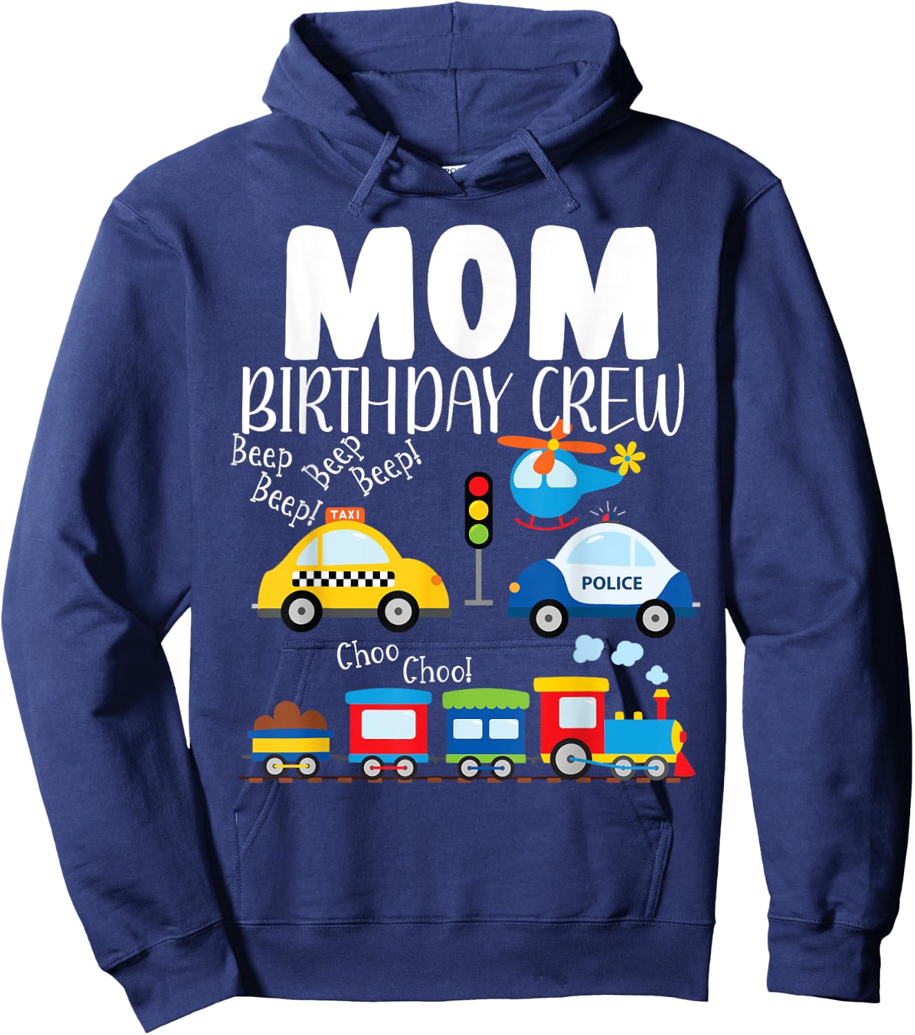 Mom Birthday Crew Trucks Train Birthday Party Toddler Bday Hoodie - Hoodie | Navy