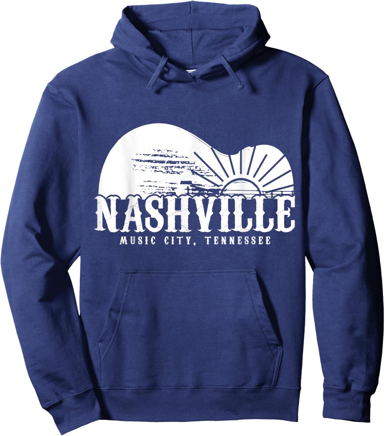Nashville Tennessee Guitar Player Vintage Country Music City Hoodie - Hoodie | Navy