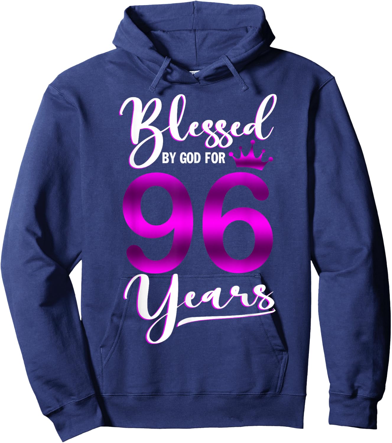 Vintage Blessed by God For 96 Years Old Happy 96th Birthday Hoodie - Hoodie | Navy