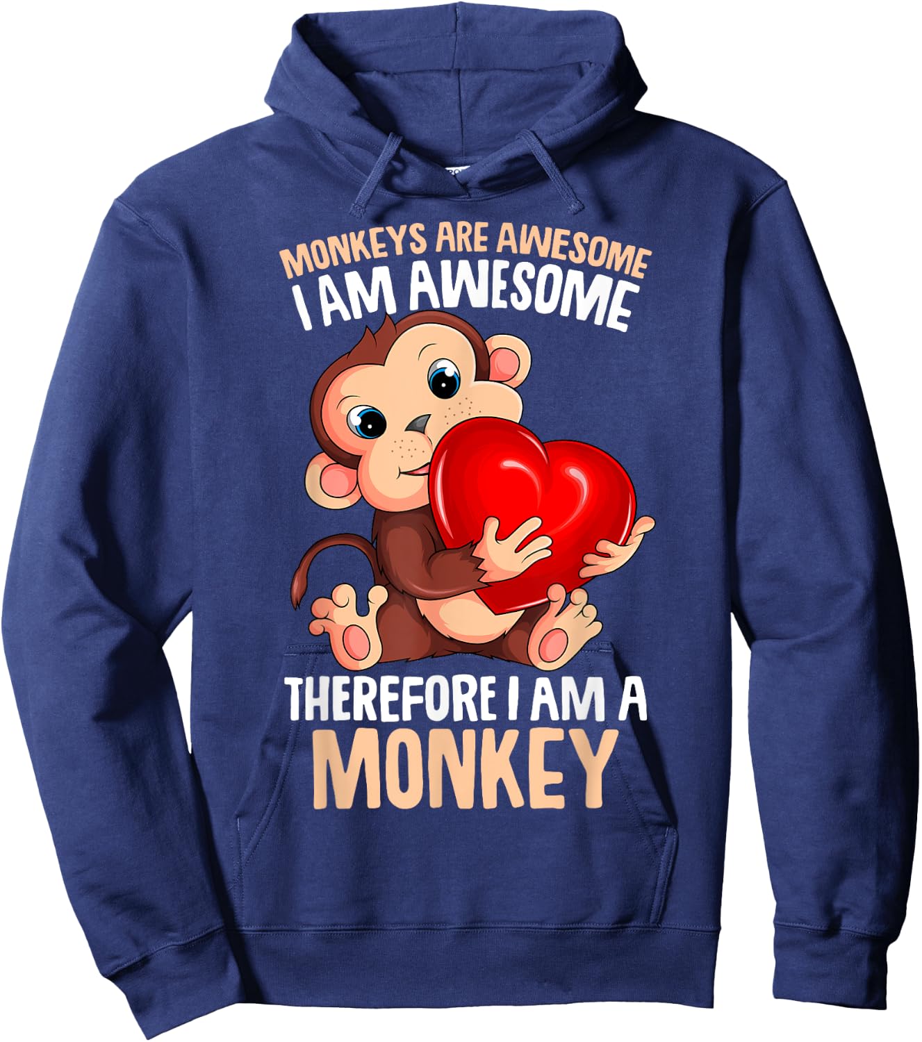 Monkeys Are Awesome Girls Kids Monkey Hoodie - Hoodie | Navy