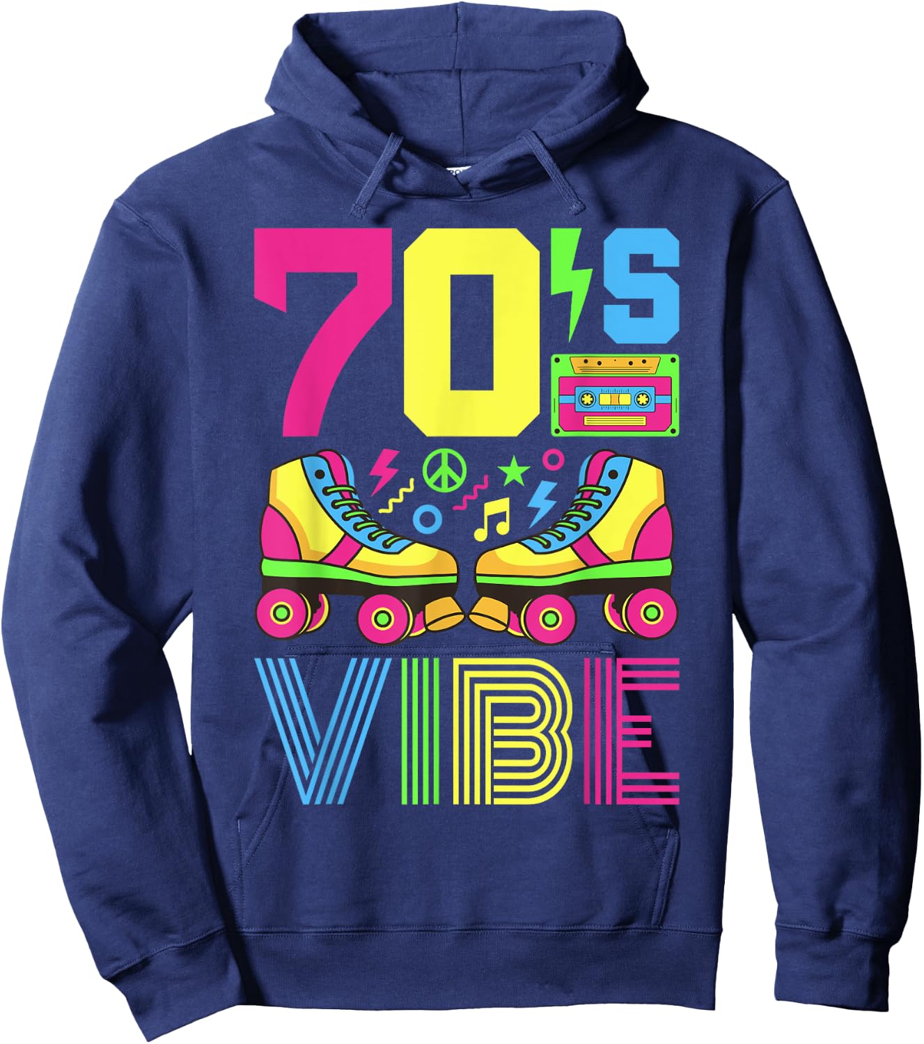 70s Vibe 1970s Fashion Theme Party Outfit Seventies Costume Hoodie - Hoodie | Navy