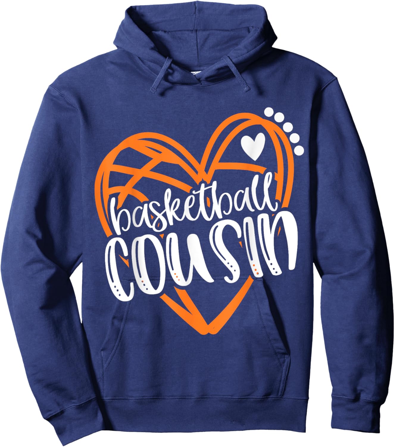 Girls Basketball COUSIN Heart Distressed Hoodie - Hoodie | Navy