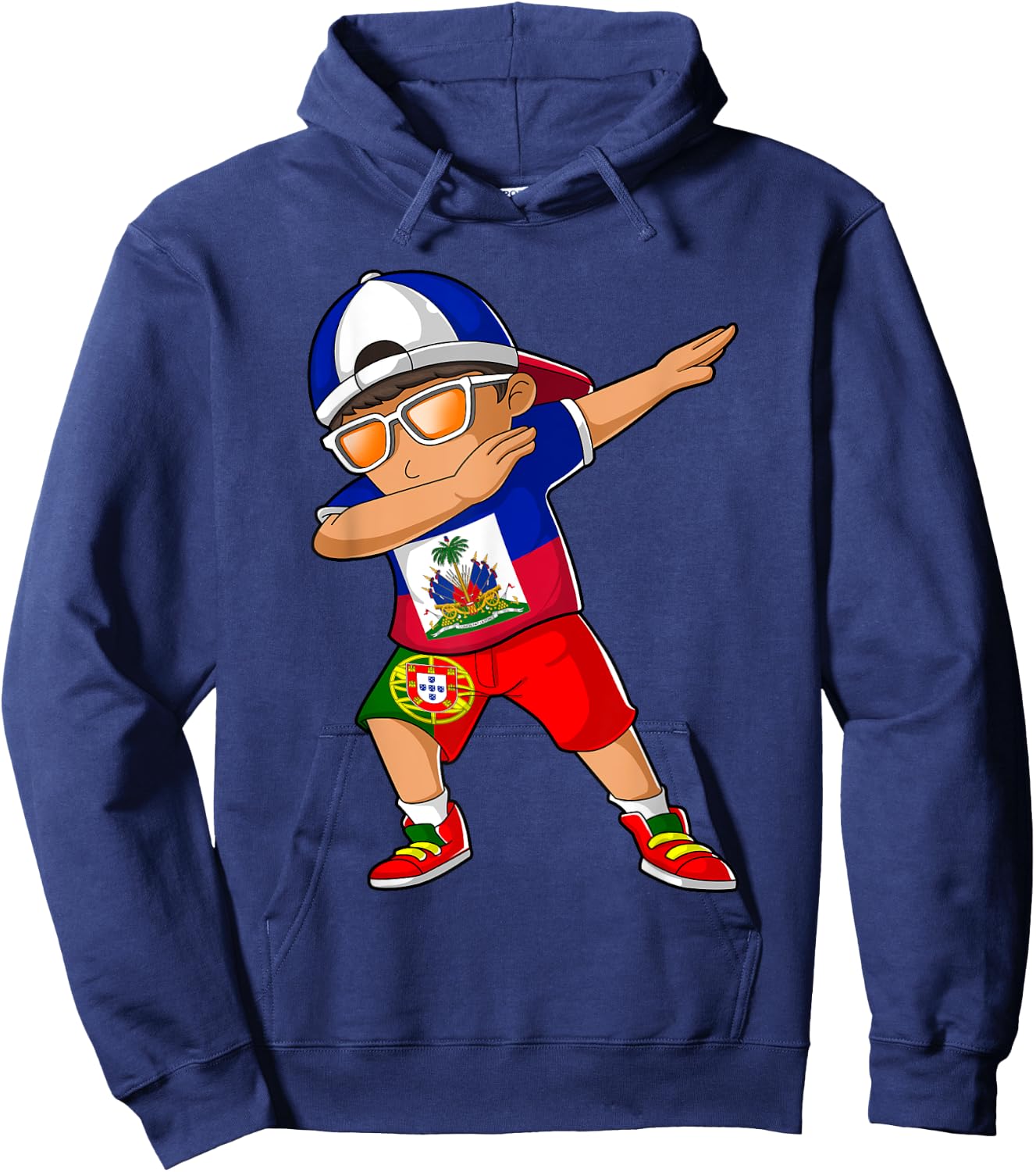 Half Haitian Half Portuguese Boy Haiti Portugal Flag Hoodie - Hoodie | Navy