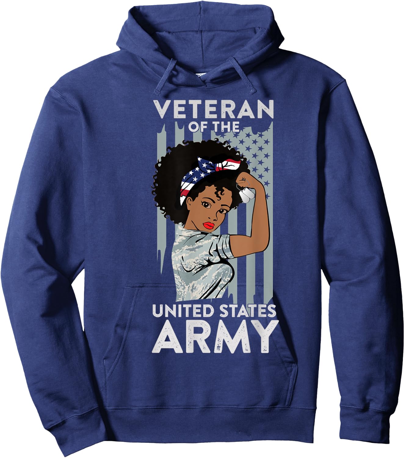 American Army Veteran Design, Military African American Vet Hoodie - Hoodie | Navy