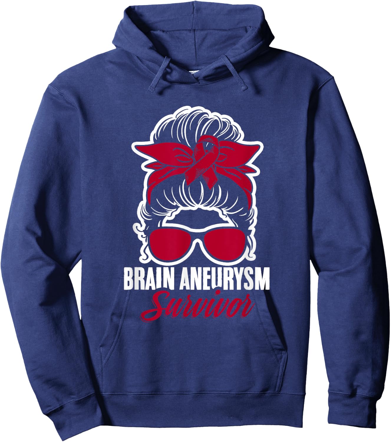 Aneurysm Survivor Messy Hair Aortic Brain Aneurysm Awareness Hoodie - Hoodie | Navy
