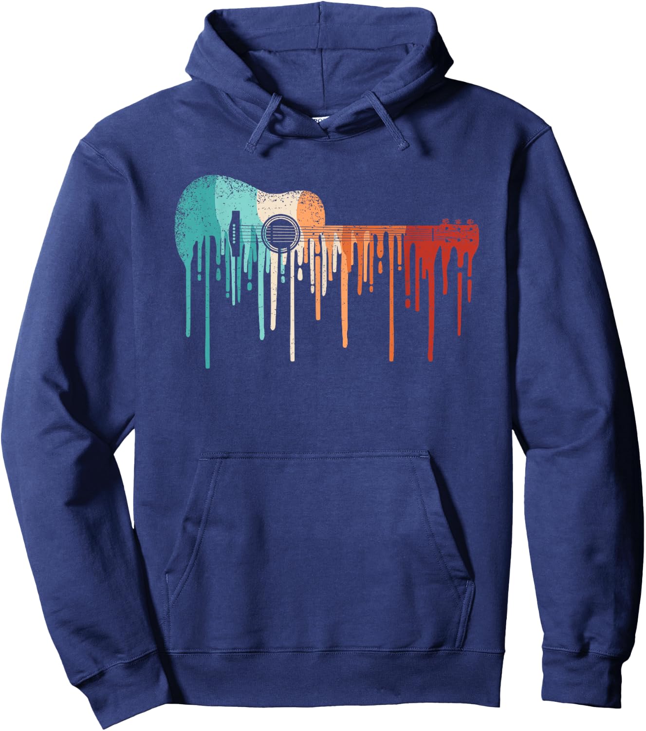 Retro Acoustic Guitar Musician Guitarist Vintage Music Men Hoodie - Hoodie | Navy