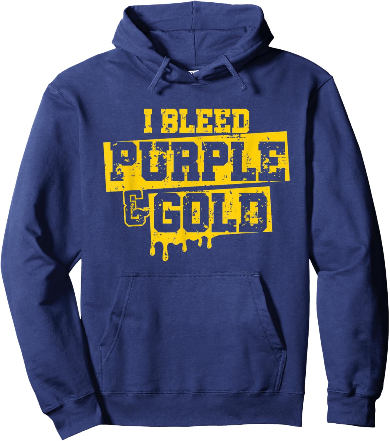 I Bleed Purple & Gold Game Day Group School Football Sports Hoodie - Hoodie | Navy