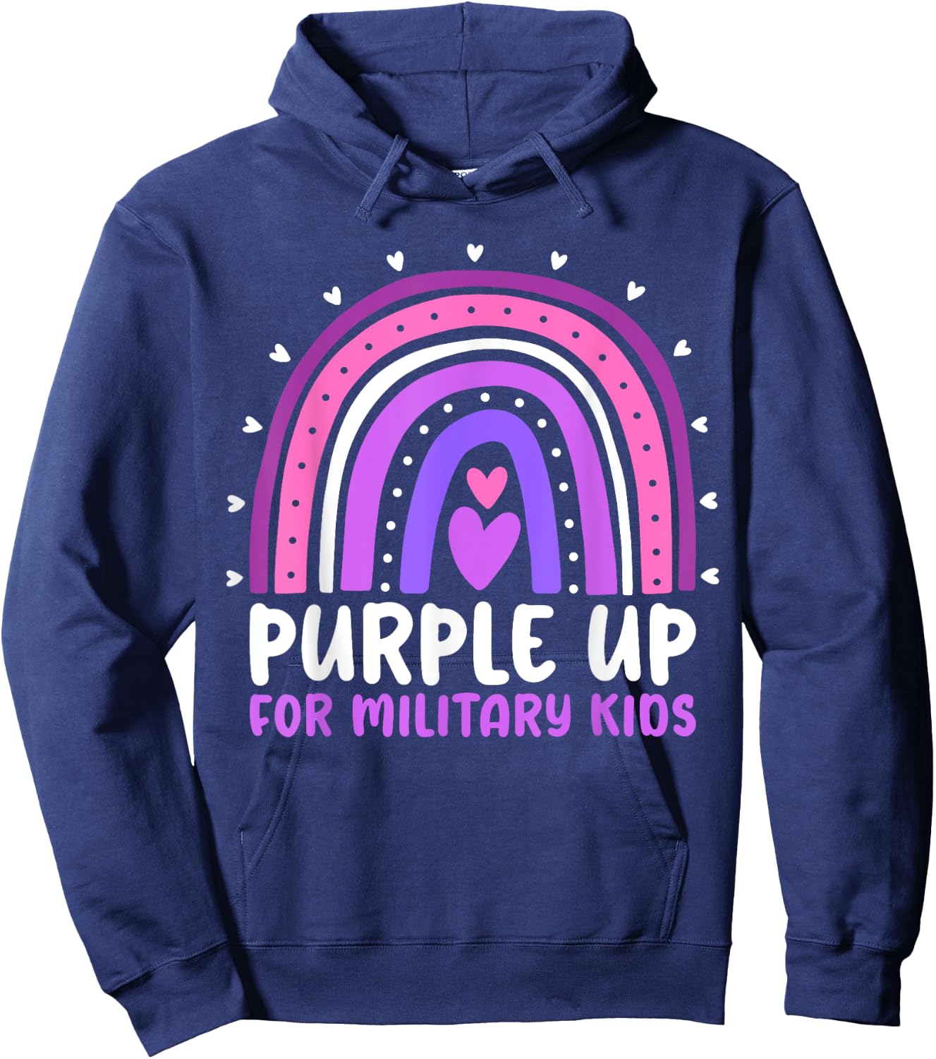 Purple Up for Military Kids Month Military Child Rainbow Hoodie - Hoodie | Navy