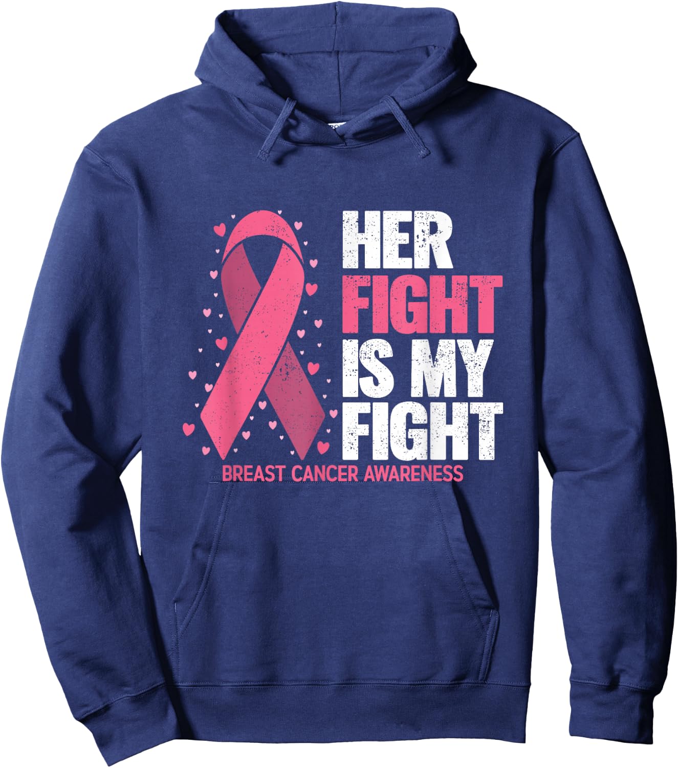 Breast Cancer Her Fight is my Fight Breast Cancer Awareness Hoodie - Hoodie | Navy