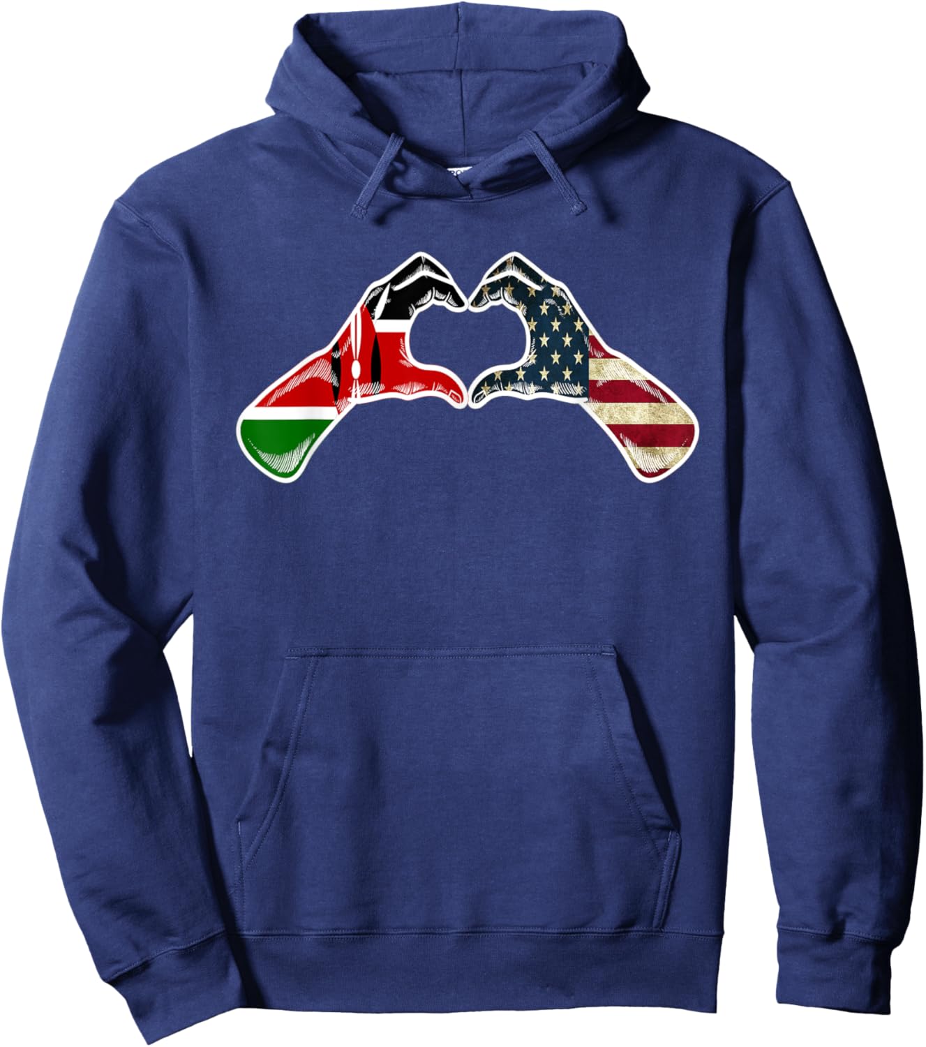 Kenya American USA Flag - USA Kenyan Heart Hoodie - Hoodie | Navy
