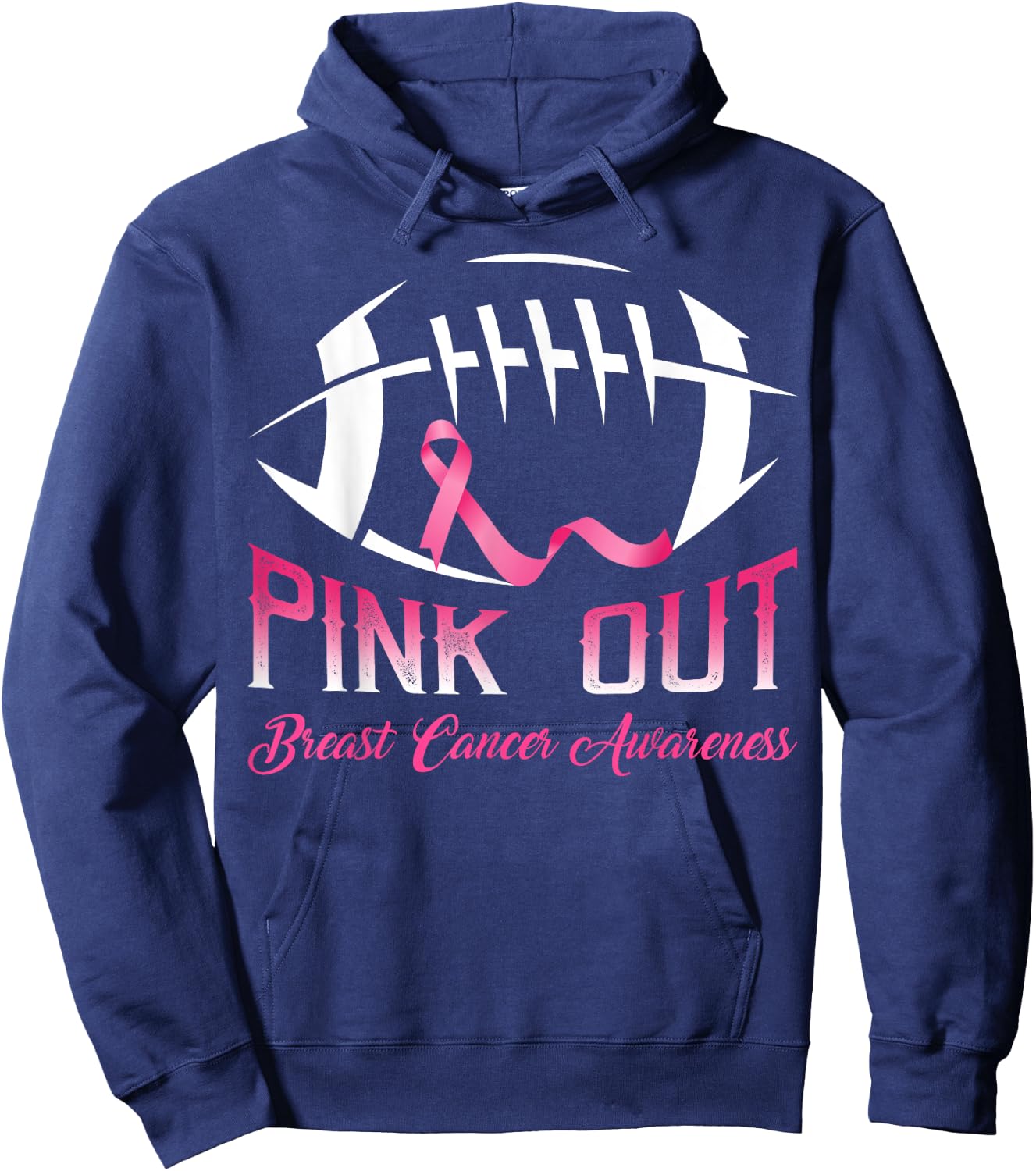 Pink Out Shirt Breast Cancer Football Women Kids Hoodie - Hoodie | Navy