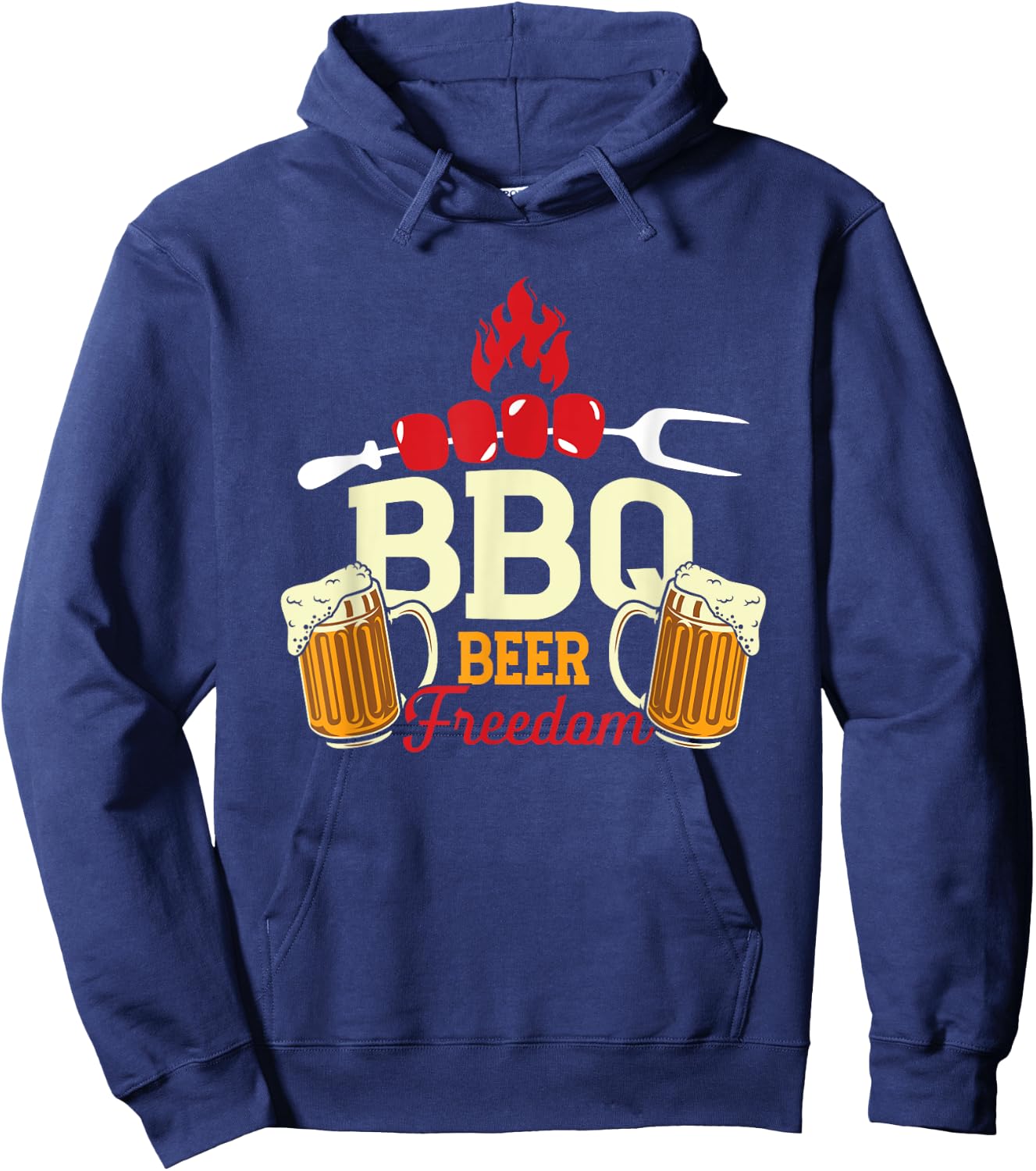 BBQ Beer Freedom | Grilling Meat | Barbecue Hoodie - Hoodie | Navy