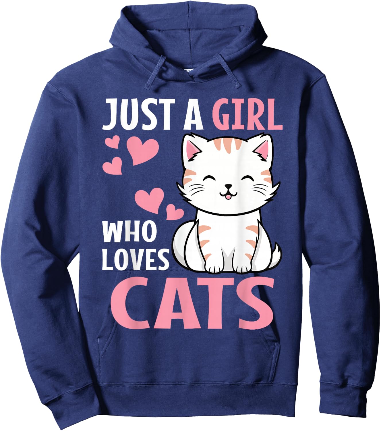 Just A Girl Who Loves Cats Cute Cat Lover Kitten Hoodie - Hoodie | Navy