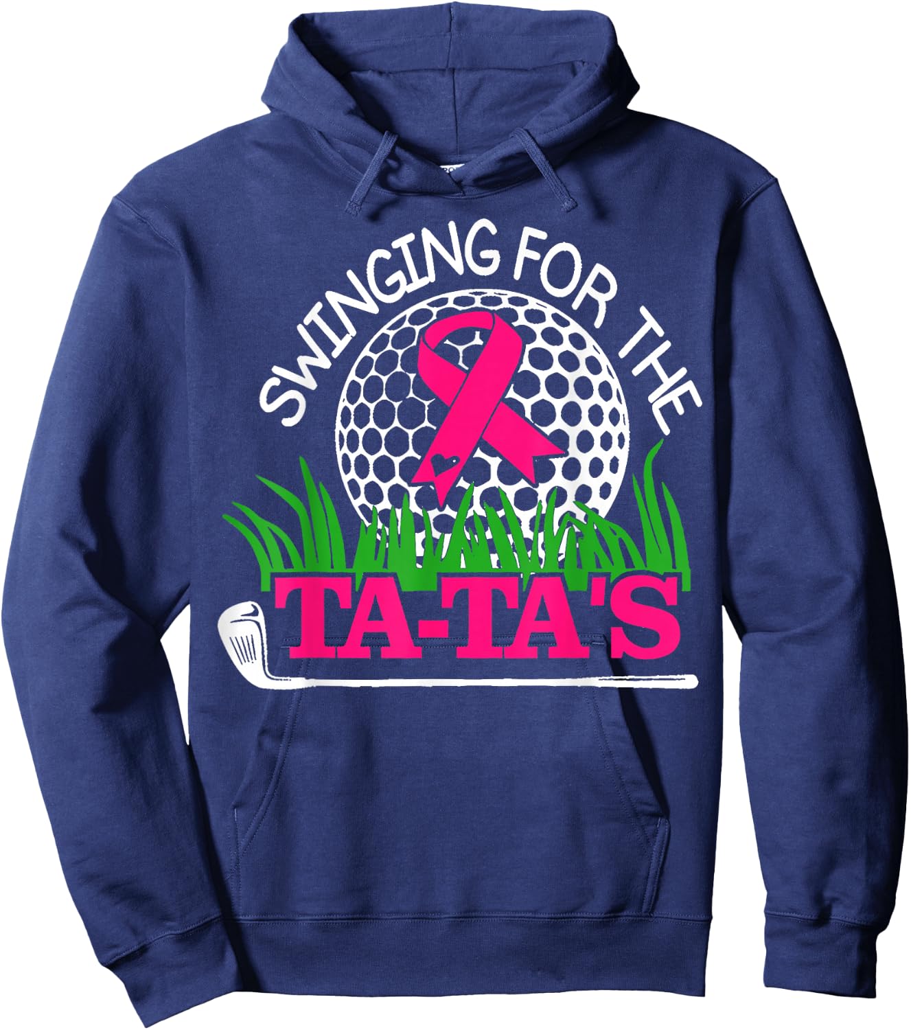 Breast Cancer Awareness Swinging For the Ta Tas Funny Golf Hoodie - Hoodie | Navy