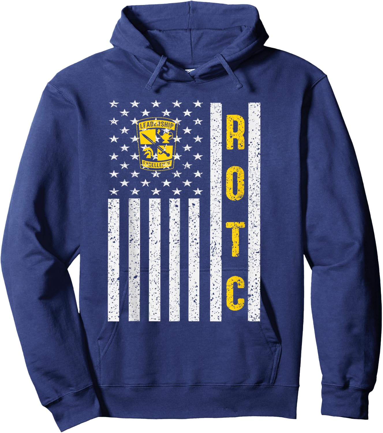Funny Army ROTC American Flag ROTC Leadership Excellence Hoodie - Hoodie | Navy