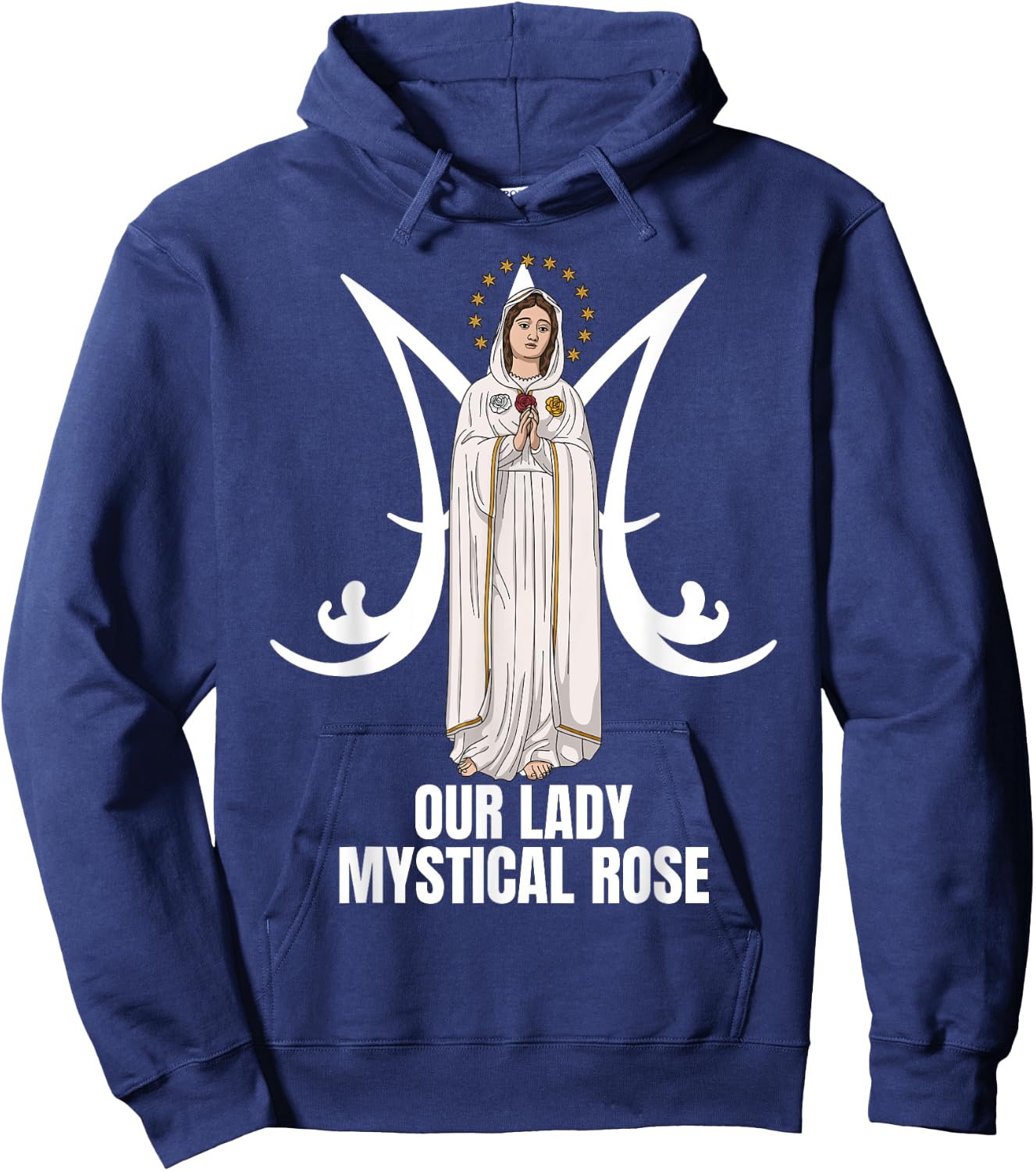 Our Lady Mystical Rose Marian Catholic Hoodie - Hoodie | Navy