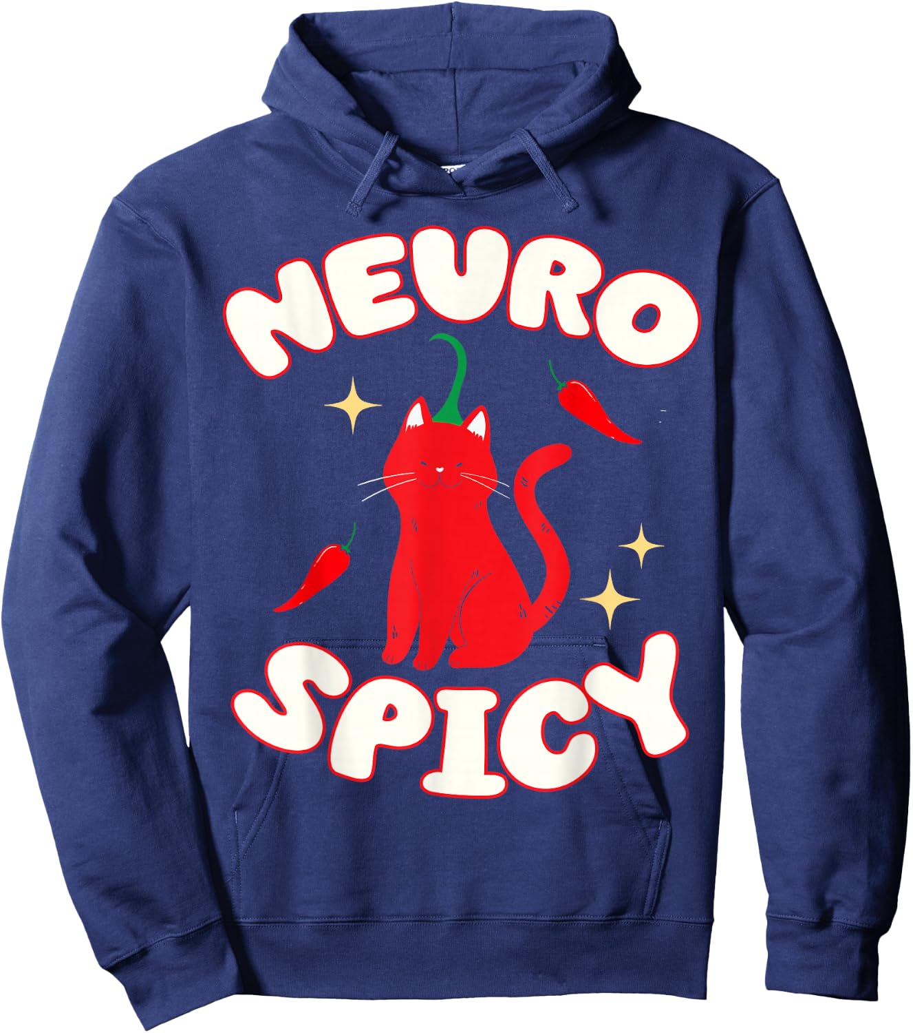 Neurospicy Funny Neurodivergent ADHD ASD Autism Cat Lover Hoodie - Hoodie | Navy