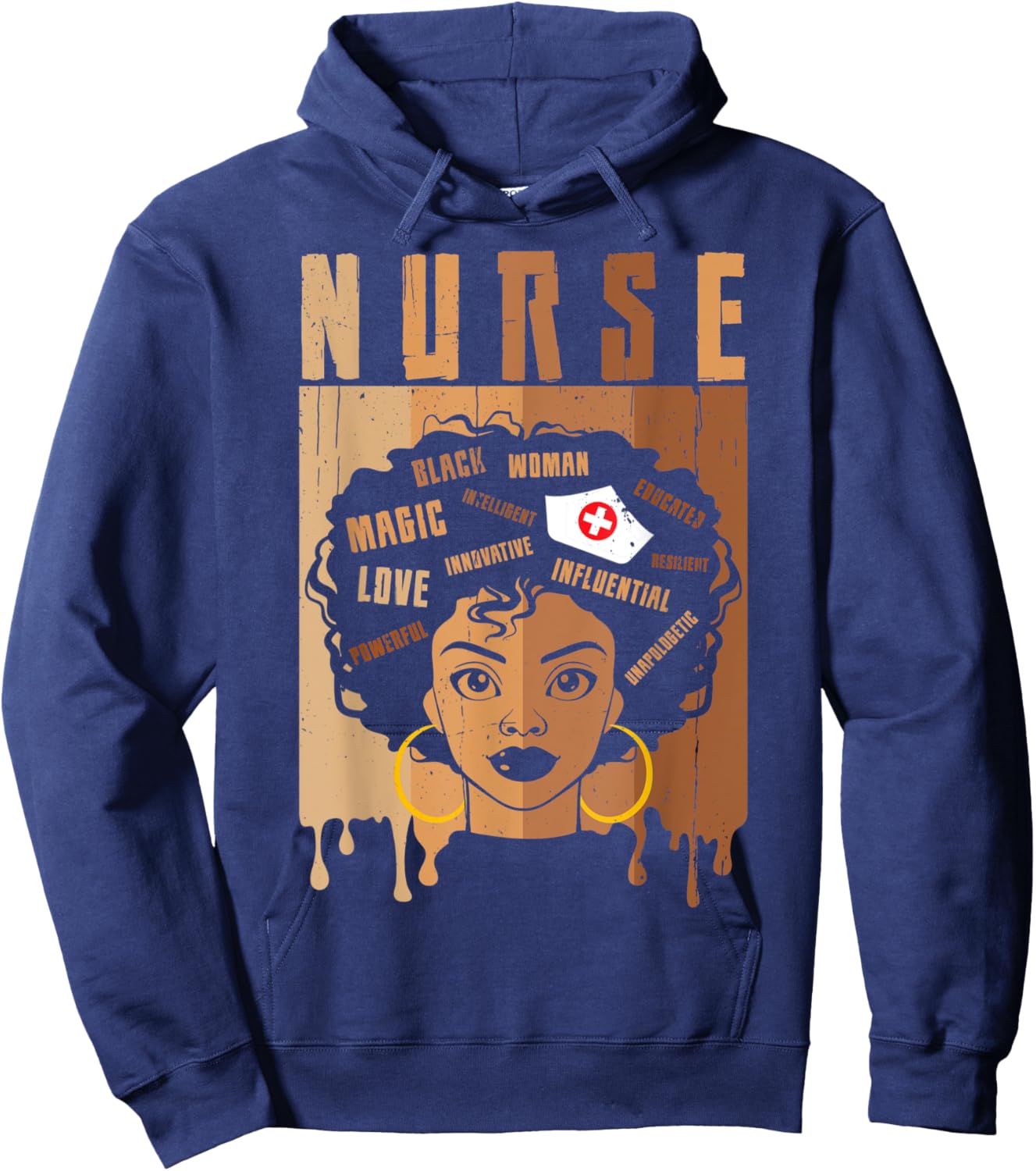 Nurse African American Melanin Black History Month Nurse Hoodie - Hoodie | Navy