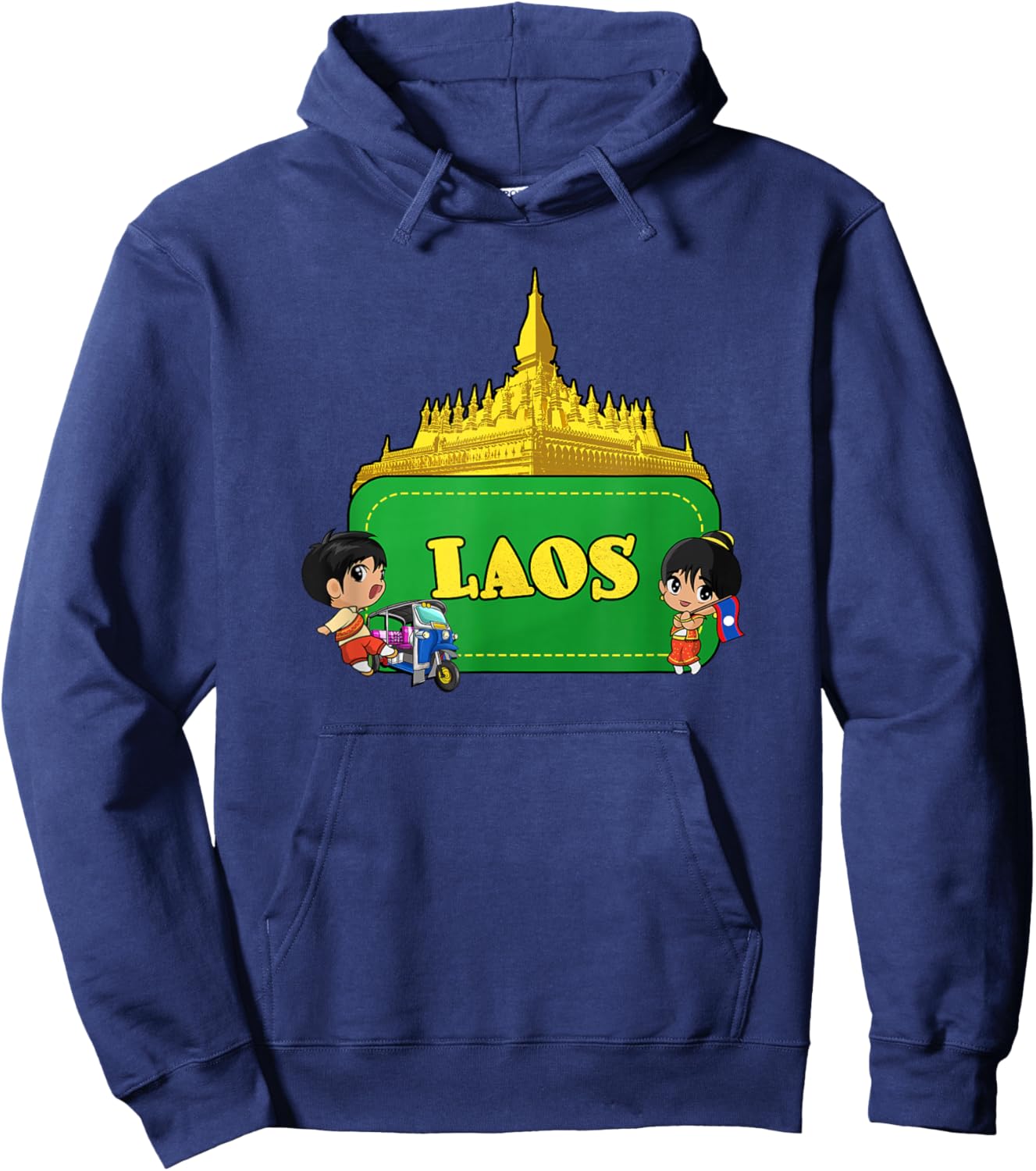 Laos Lao Laotian Proud Flag Traditional Dress Boy Girl Hoodie - Hoodie | Navy