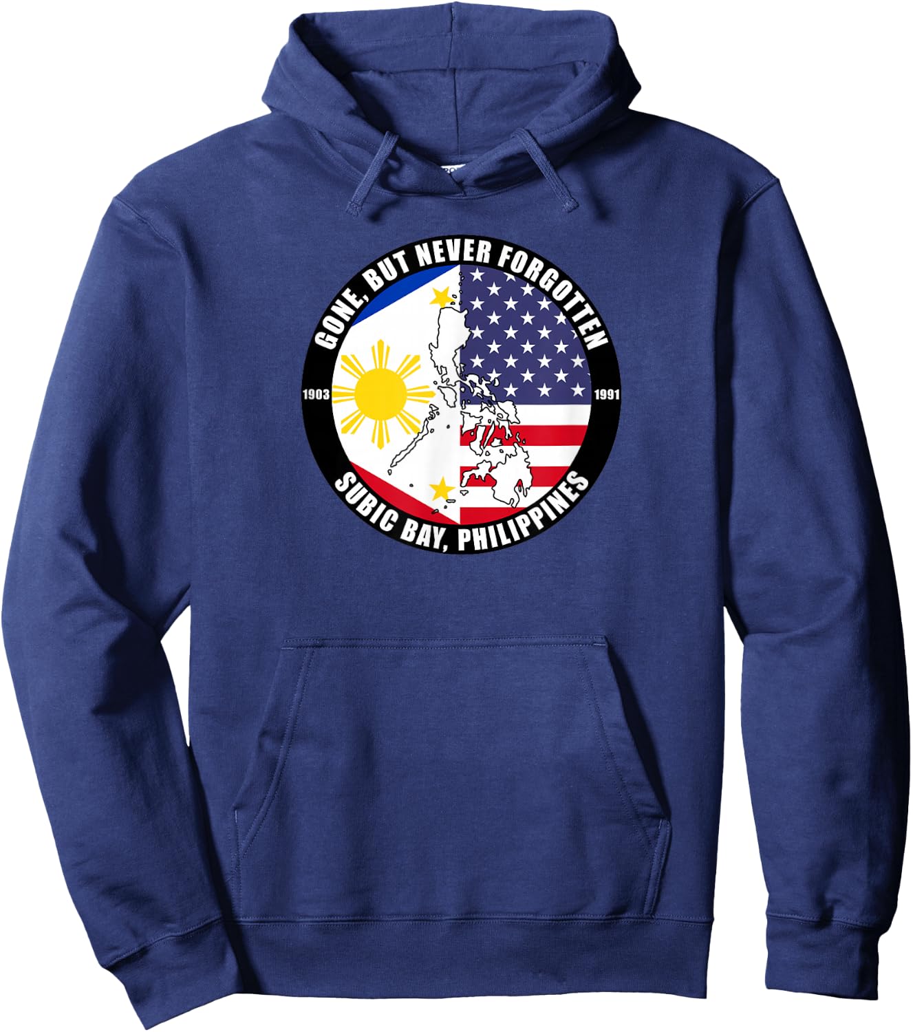 SoldierTees -Adults Subic Bay Philippines Veteran Black Small Classic Fit Short Sleeve Cotton, Polyester Hoodie - Hoodie | Navy