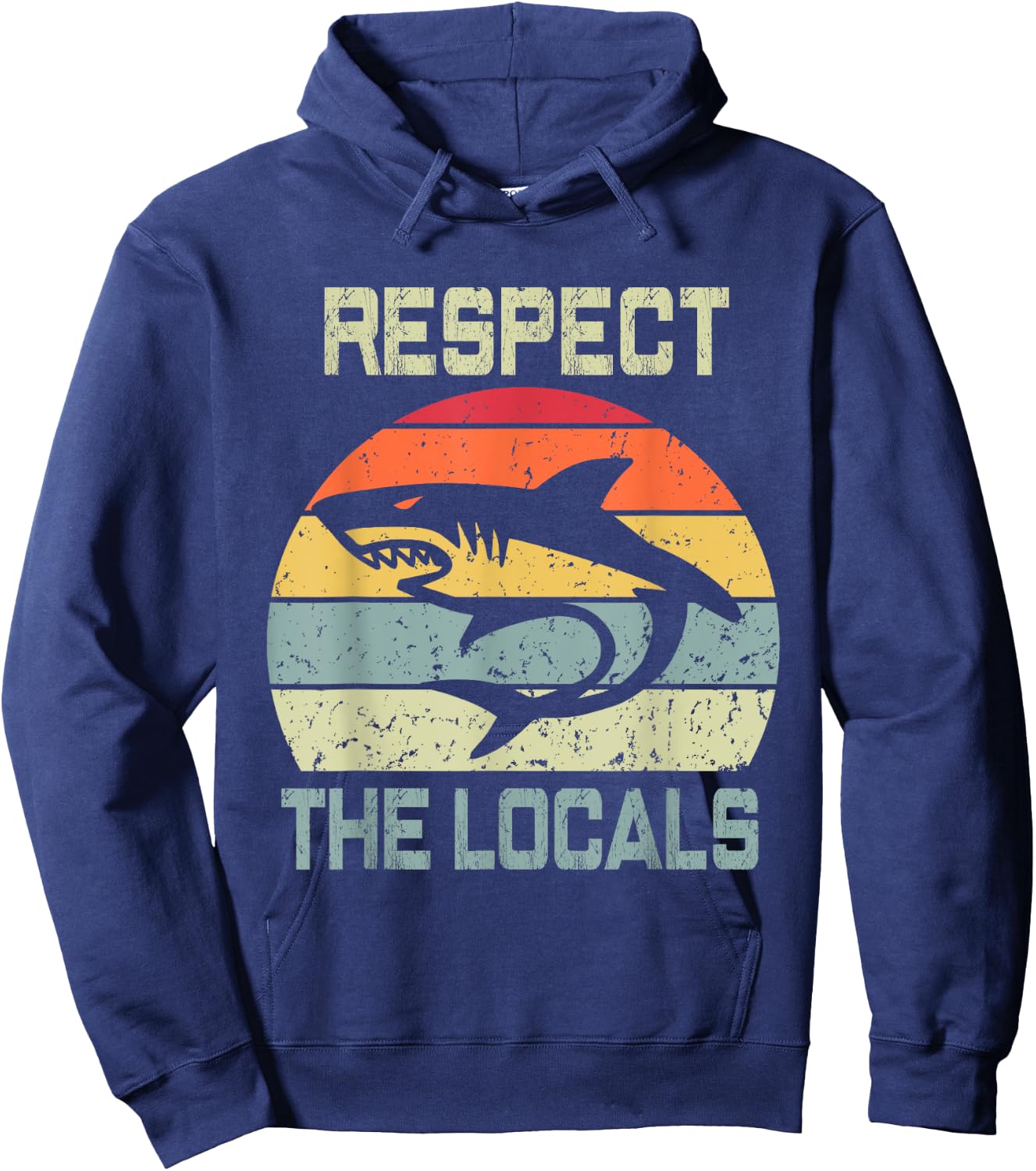 Funny Men's Respect The Locals Shark Love Cool Design Couple Hoodie - Hoodie | Navy