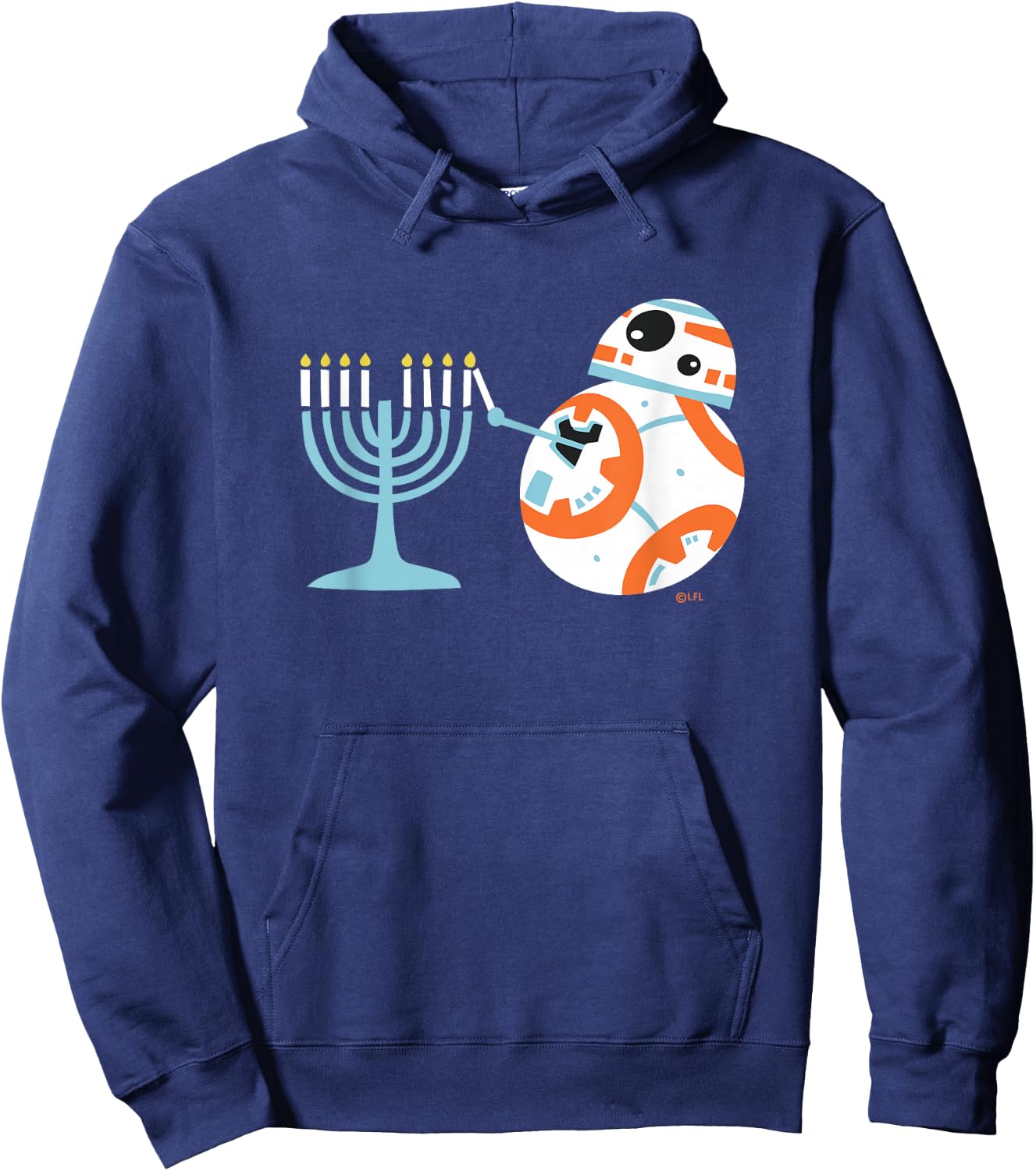 Star Wars BB-8 Lighting the Hanukkah Menorah Hoodie - Hoodie | Navy