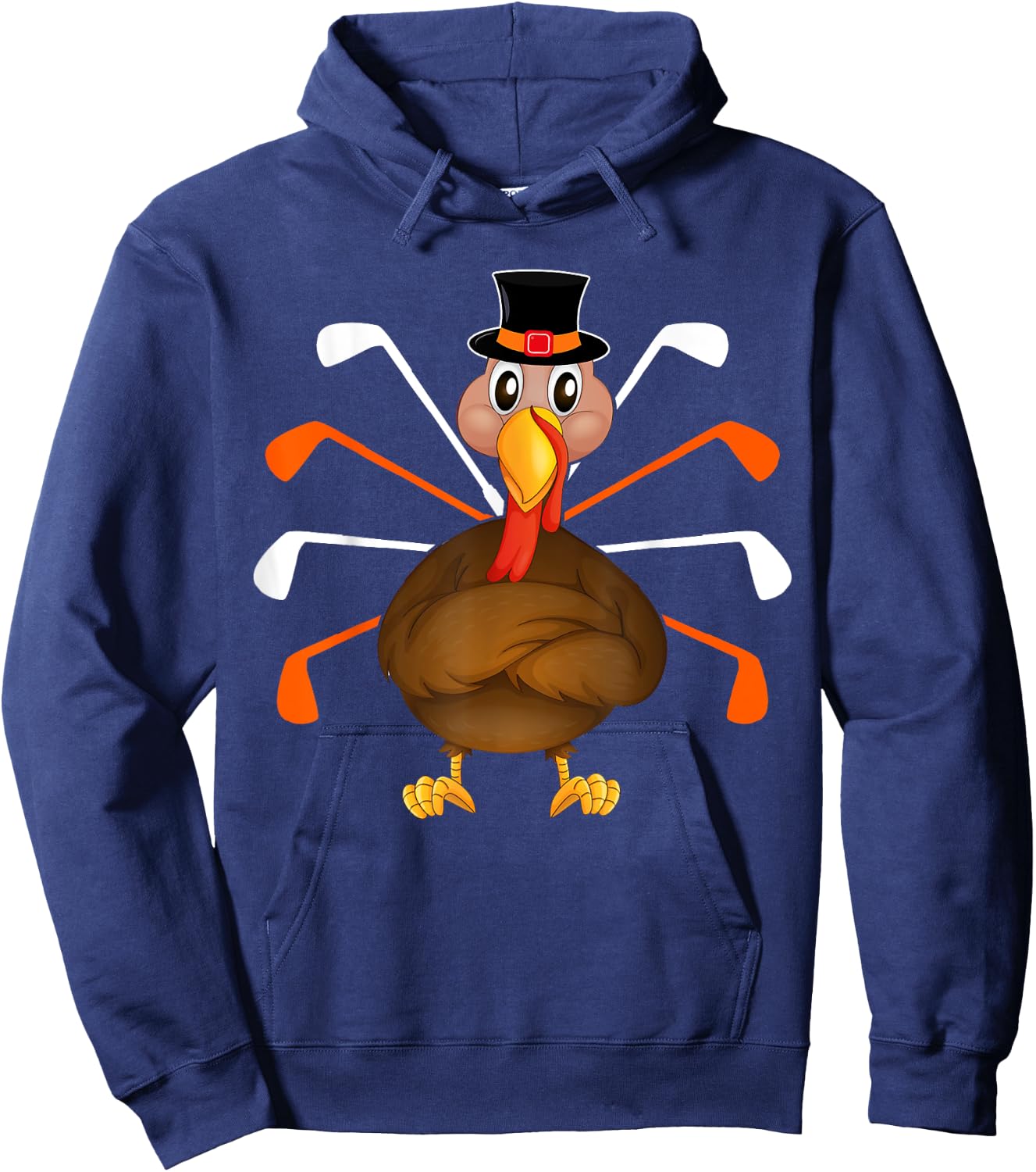 Turkey Golf Thanksgiving Turkey Sport Player Autumn Fall Hoodie - Hoodie | Navy