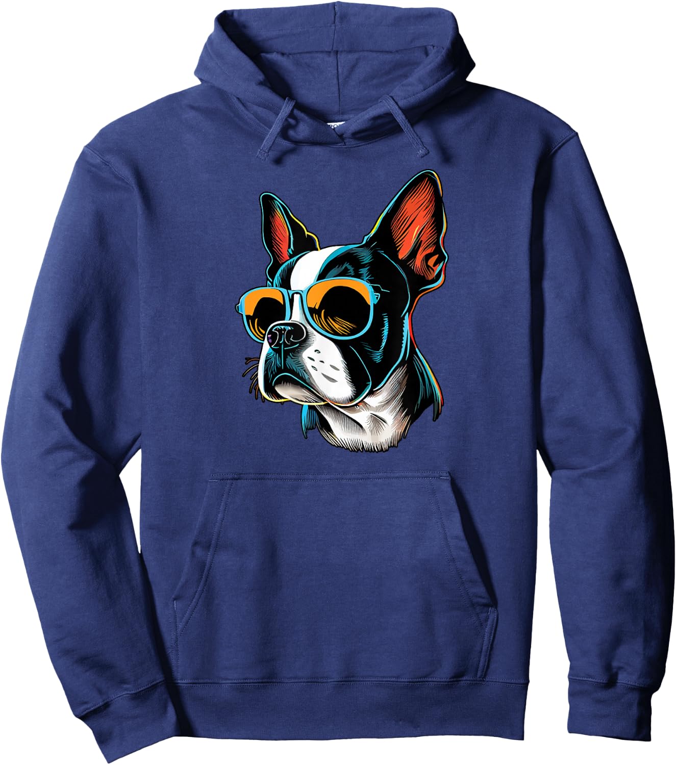 Dad Mom Cool Dog Sunglasses - Boston Terrier Hoodie - Hoodie | Navy