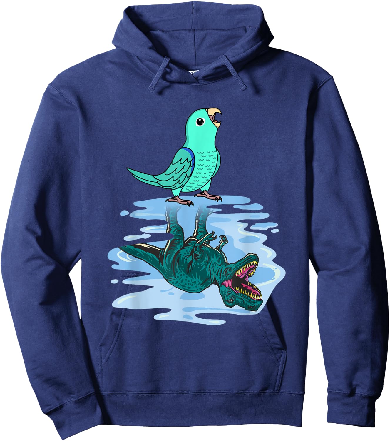 Parrot & T Rex Reflection I Turquoise Parrotlet Hoodie - Hoodie | Navy