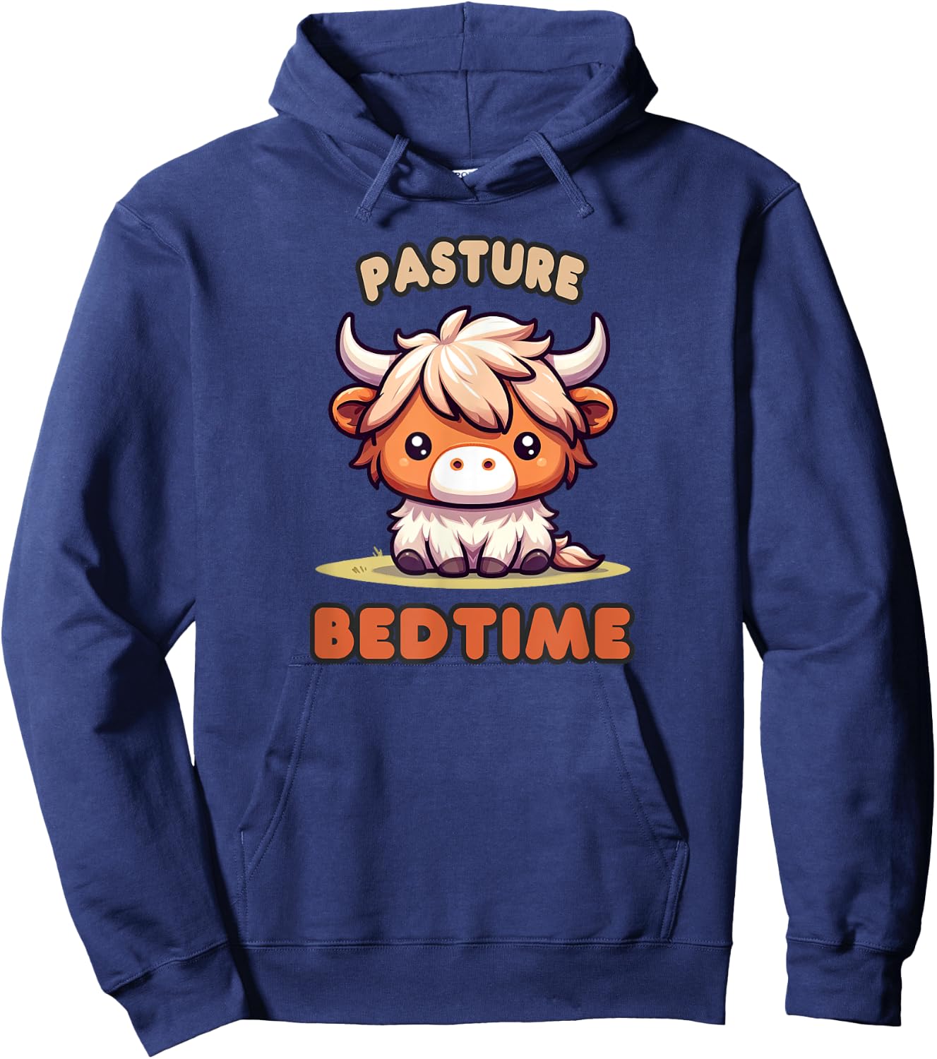 Pasture Bedtime Micro Mini Highland Cow Cute Calf Funny Moo Hoodie - Hoodie | Navy
