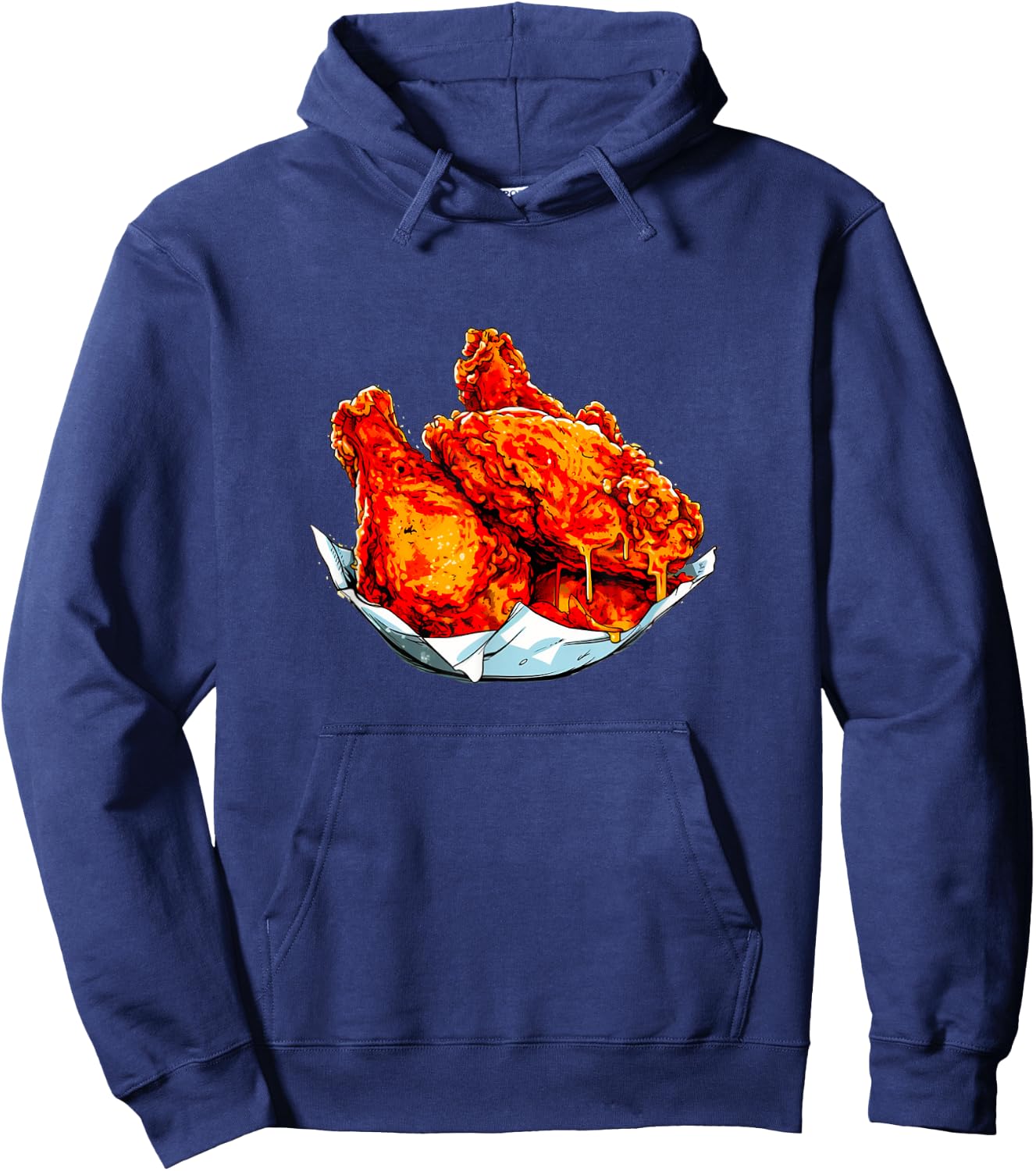 Fried Chicken Funny Men Women Chicken Wings Fast food Lover Hoodie - Hoodie | Navy