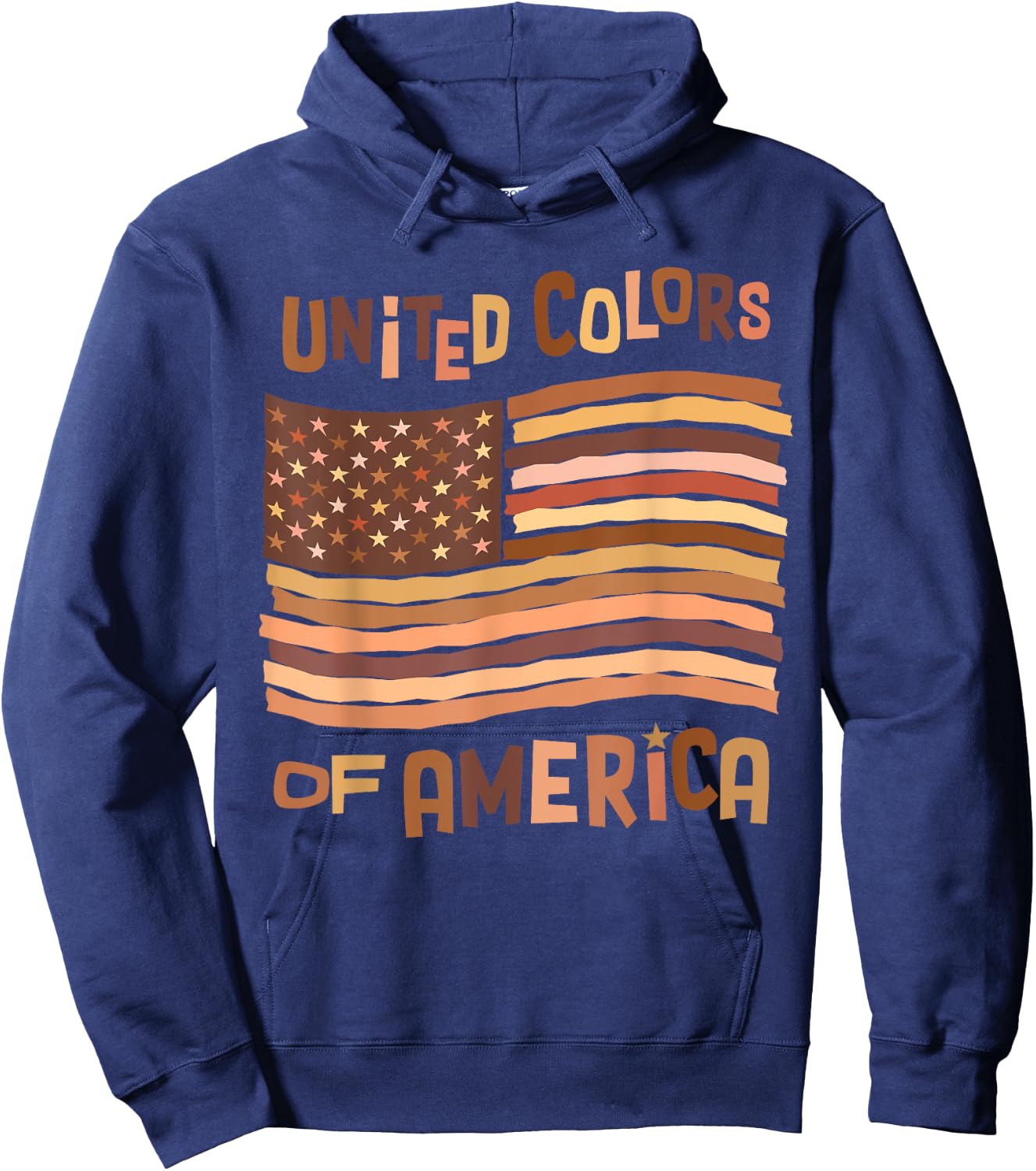 United Colors of America Black History Month Brown USA Flag Hoodie - Hoodie | Navy