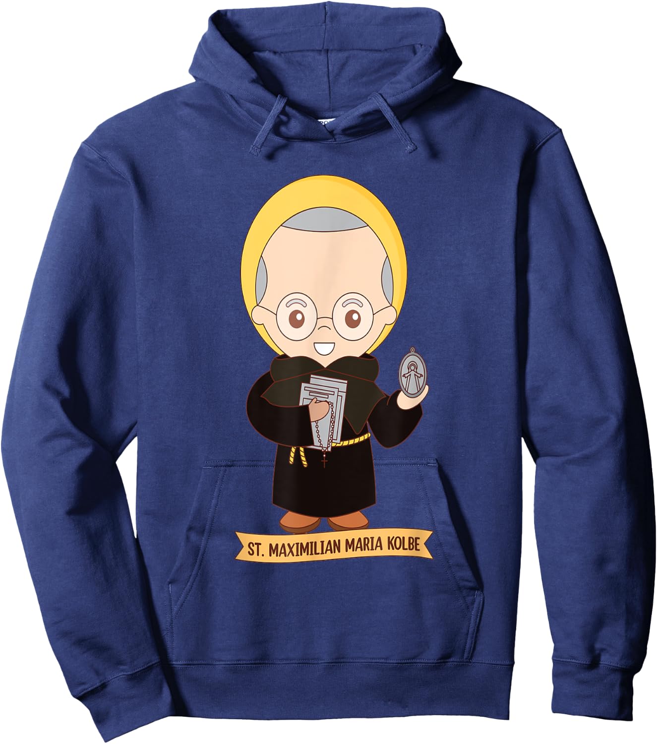 St Maximilian Kolbe Two Crowns Catholic Saint Gifts Poland Hoodie - Hoodie | Navy