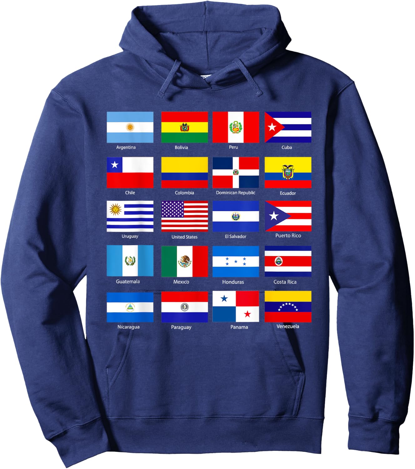 Hispanic Heritage Month 2022 National Latino Countries Flag Hoodie - Hoodie | Navy