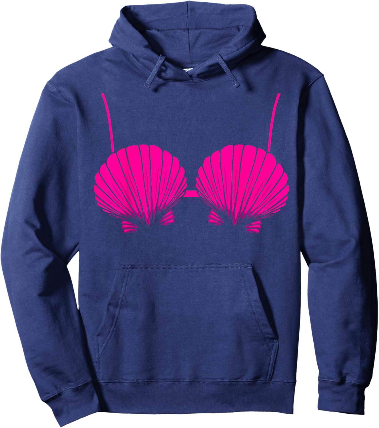 Seashell Mermaid Bra Brassiere Bikini Clam Shell Hoodie - Hoodie | Navy