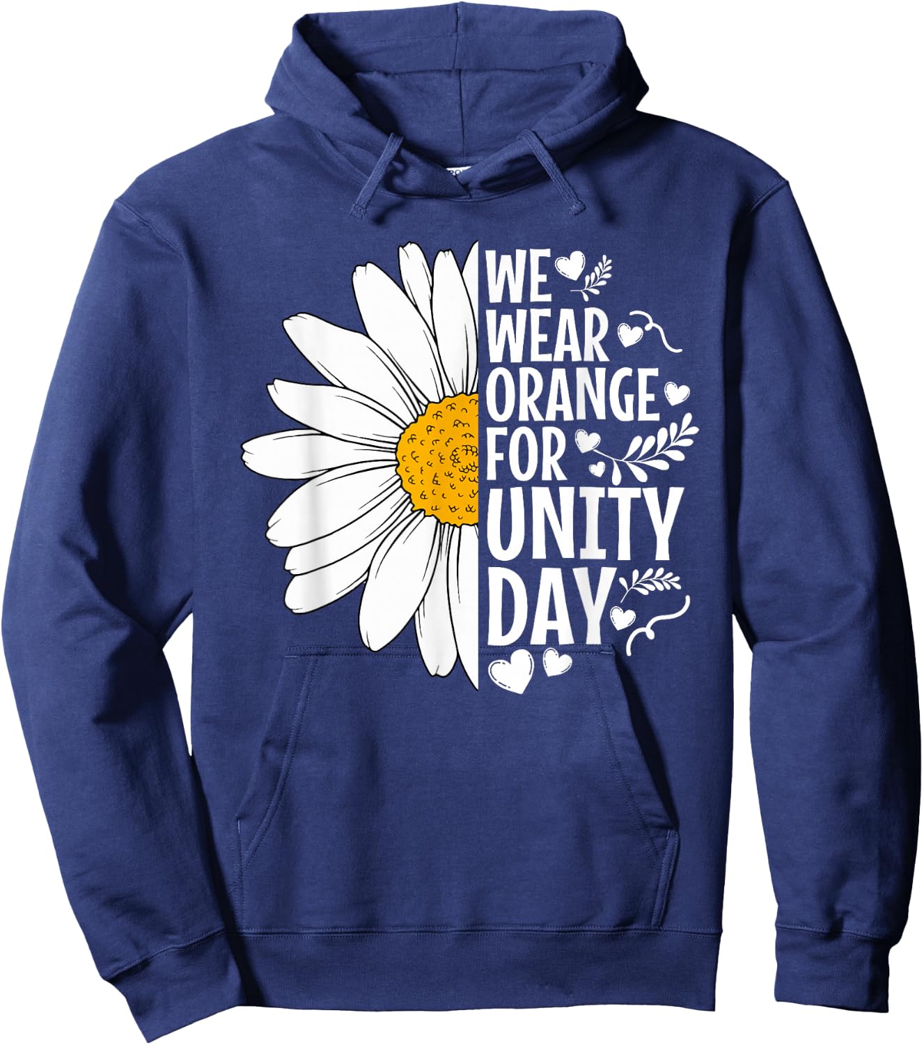 We Wear Orange For Unity Day Daisy Anti Bullying Orange Hoodie - Hoodie | Navy