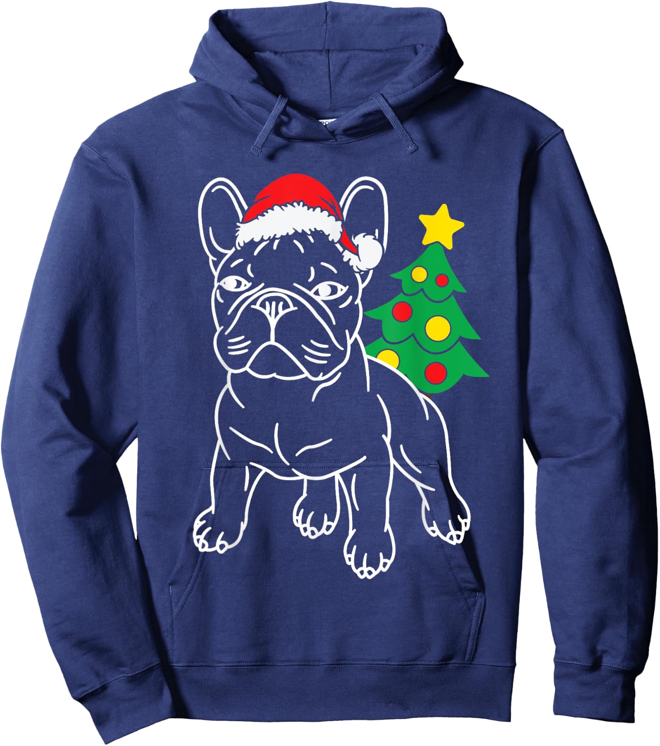 Funny French Bulldog Dog Puppy Christmas Tree Xmas Pajama Men Women Kids Hoodie - Hoodie | Navy