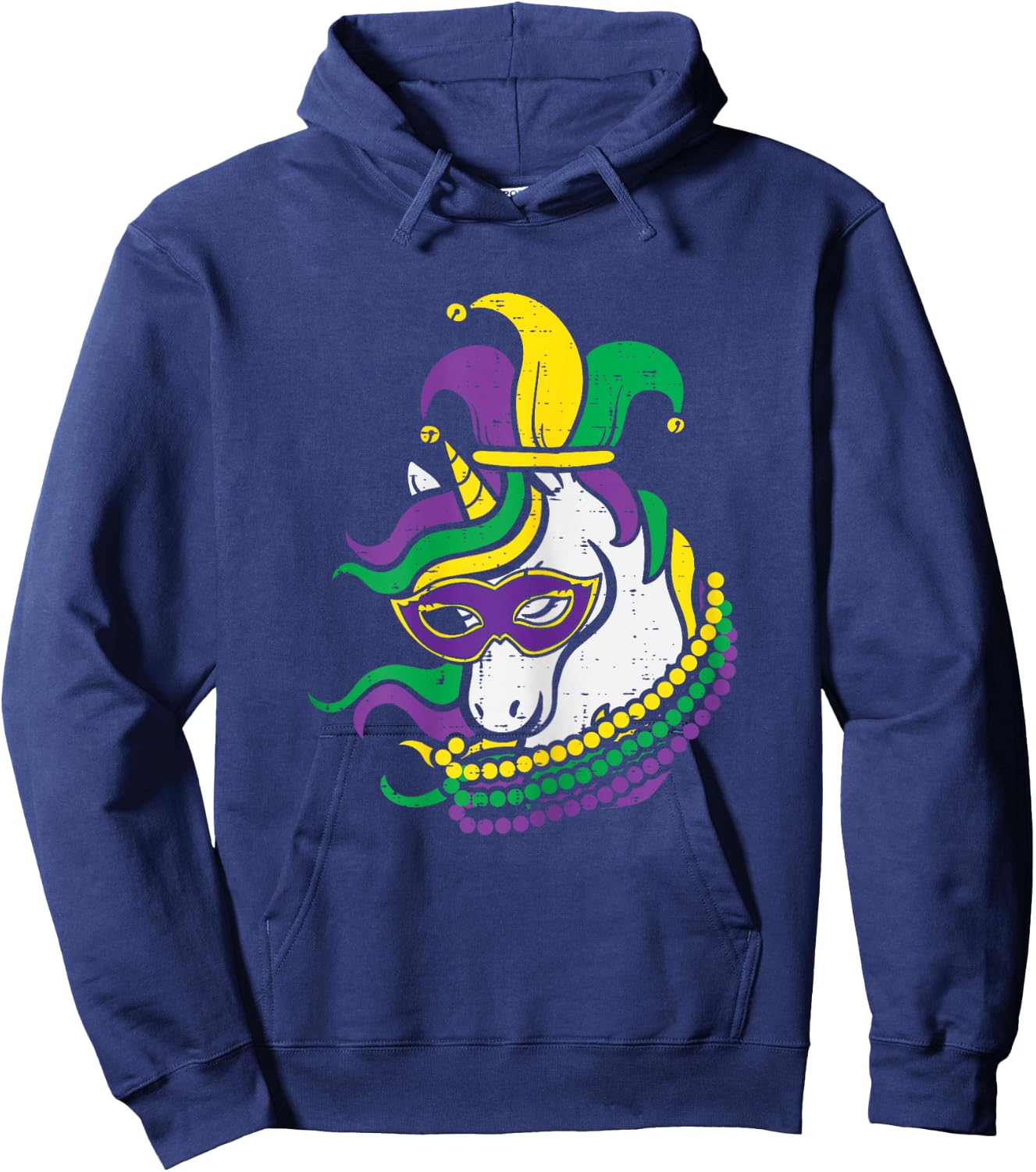 Mardi Gras Unicorn Cute Outfit Girls Kids Toddlers Hoodie - Hoodie | Navy