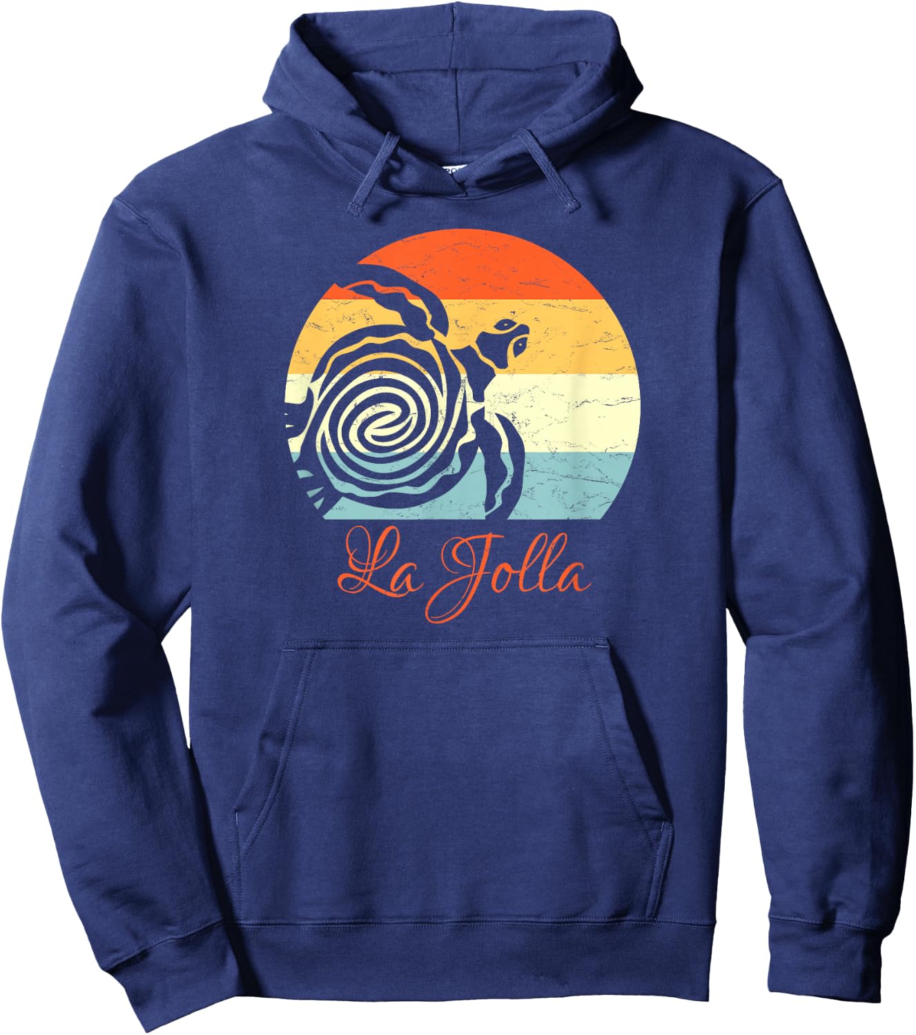 La Jolla, California Vintage Vacation Retro Sea Turtle Hoodie - Hoodie | Navy