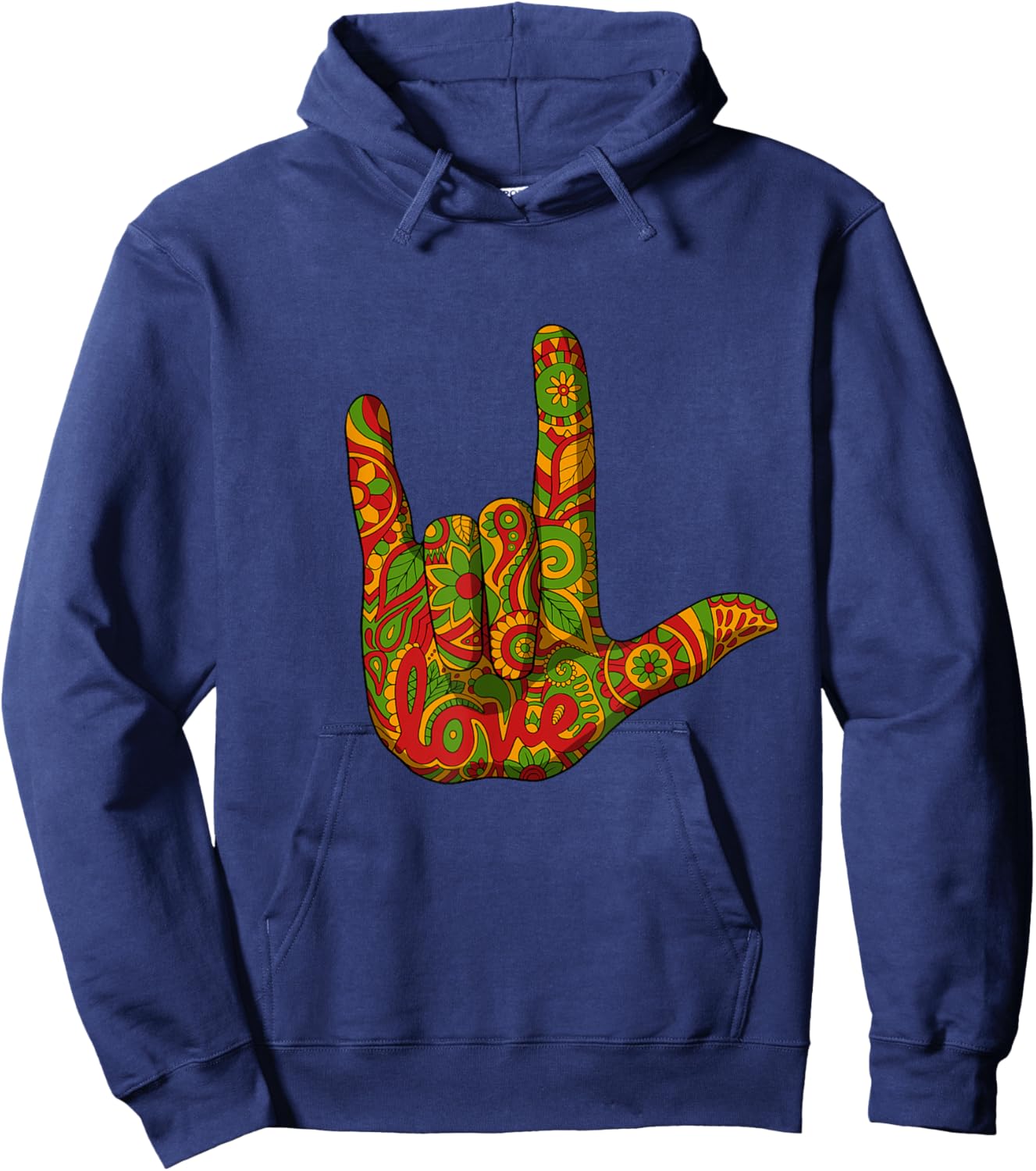 I Love You ASL Black History Month BLM Deaf African American Hoodie - Hoodie | Navy