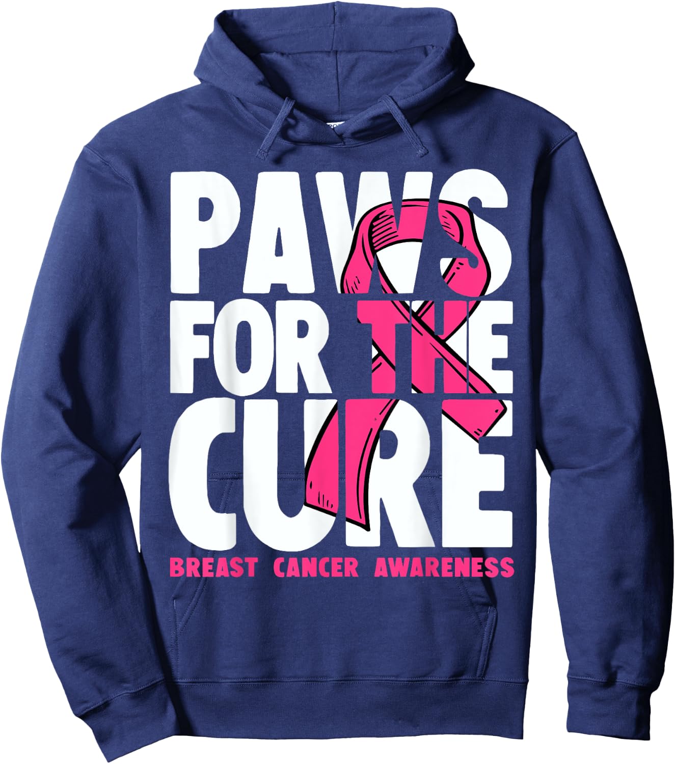Dog Paw Print Puppy Lover Breast Cancer Awareness Hoodie - Hoodie | Navy