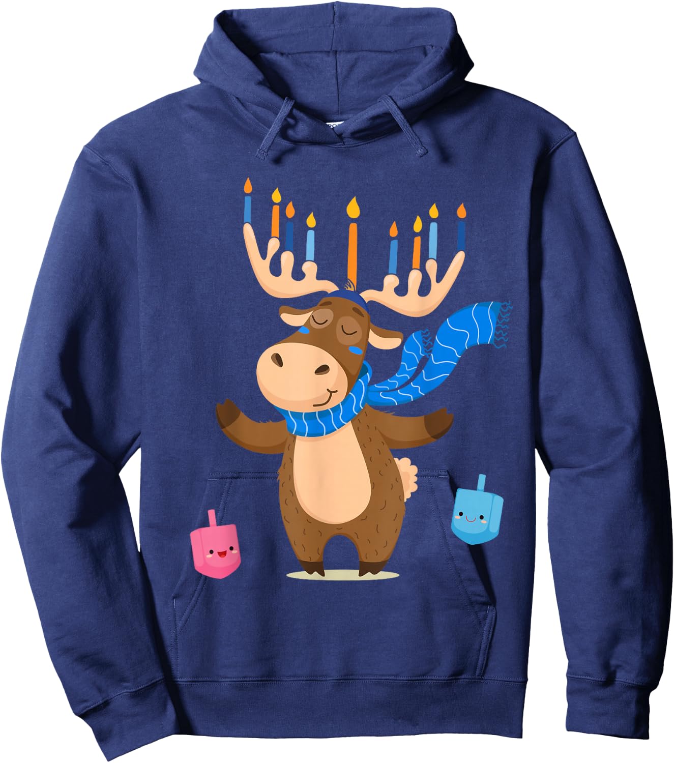Jewish Moose Funny Hanukkah Shirt Moose Girl Women Pajamas Hoodie - Hoodie | Navy