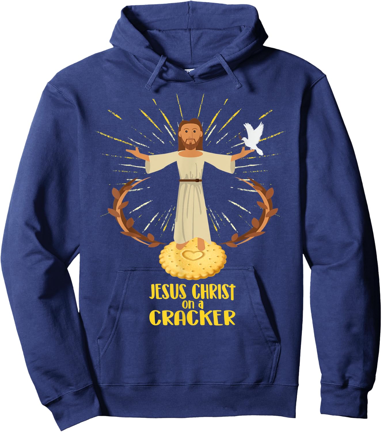 JESUS CHRIST ON A CRACKER Religious Humor Hoodie - Hoodie | Navy