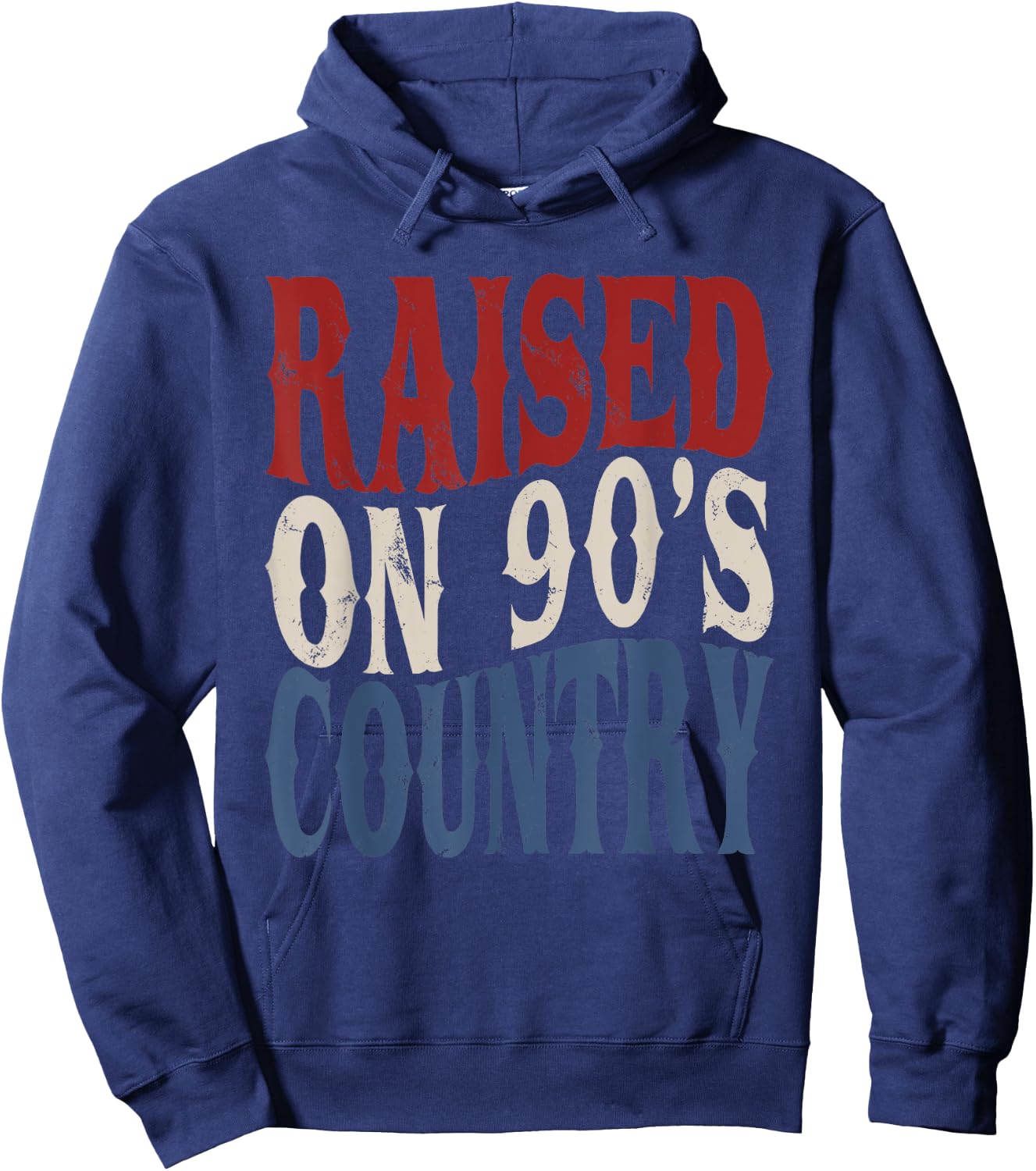 Raised On 90's Country Music America Vibes Vintage Western Hoodie - Hoodie | Navy