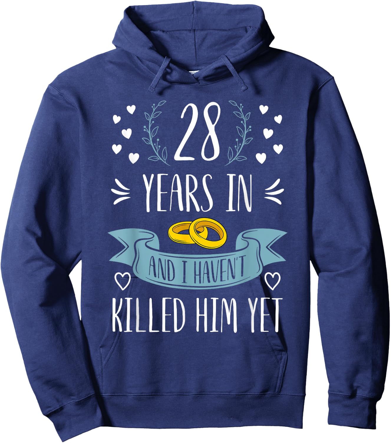 Funny Wife 28th Wedding Anniversary Married For 28 Years Hoodie - Hoodie | Navy