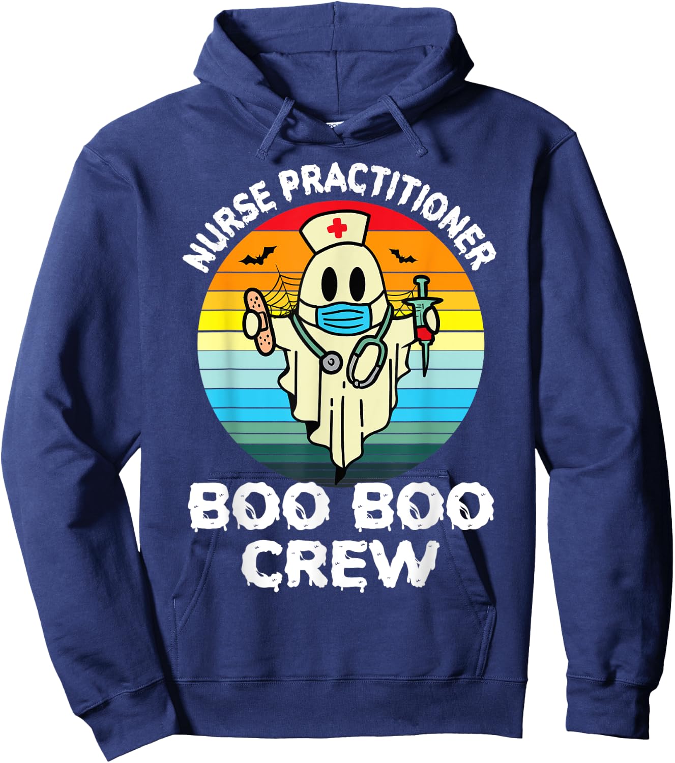 Nurse Practitioner Retro Halloween Ghost Costume NP Nurse Hoodie - Hoodie | Navy