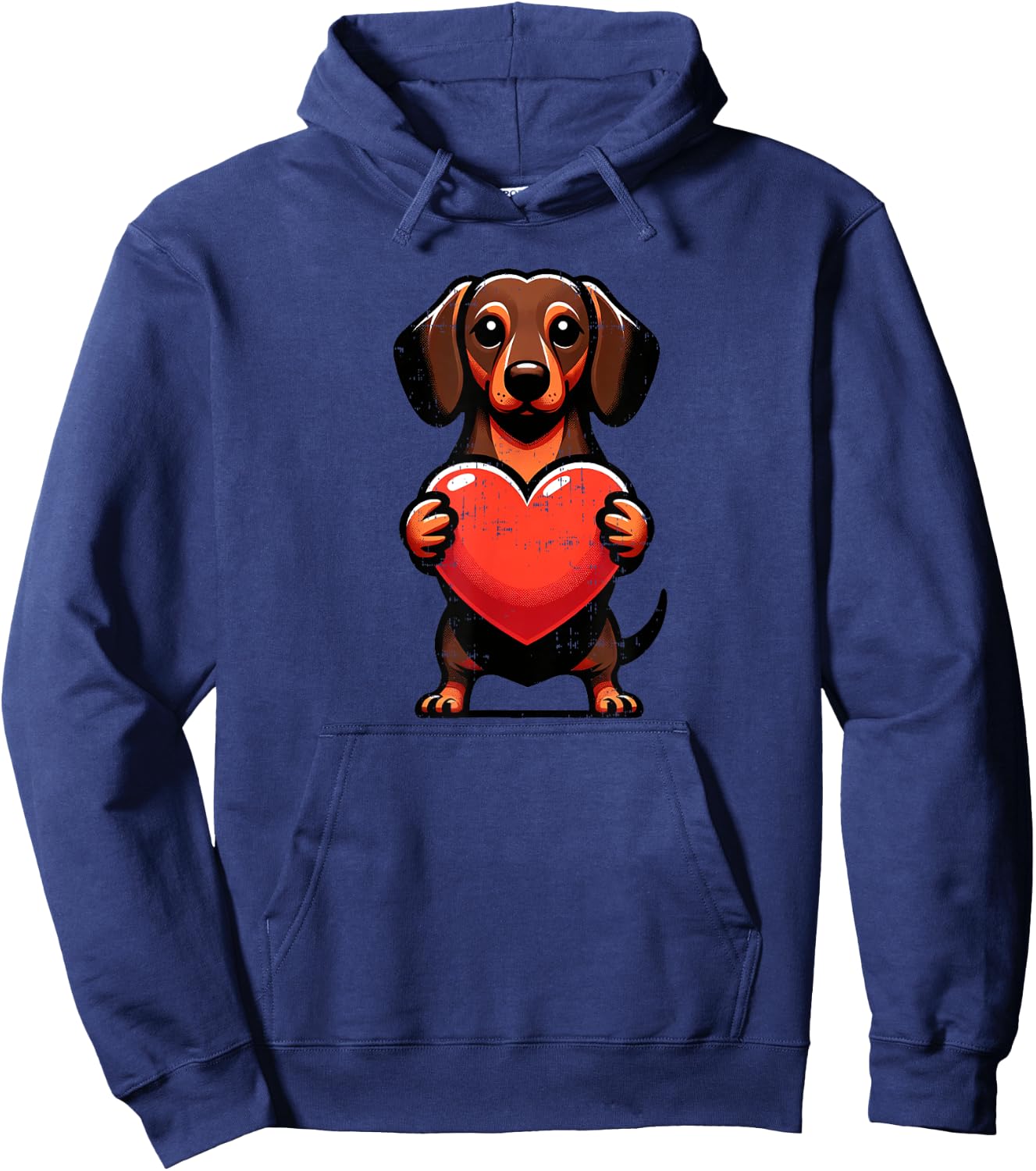 Cute Dachshund Valentines Day Heart Love Doxie Weiner Mom Hoodie - Hoodie | Navy