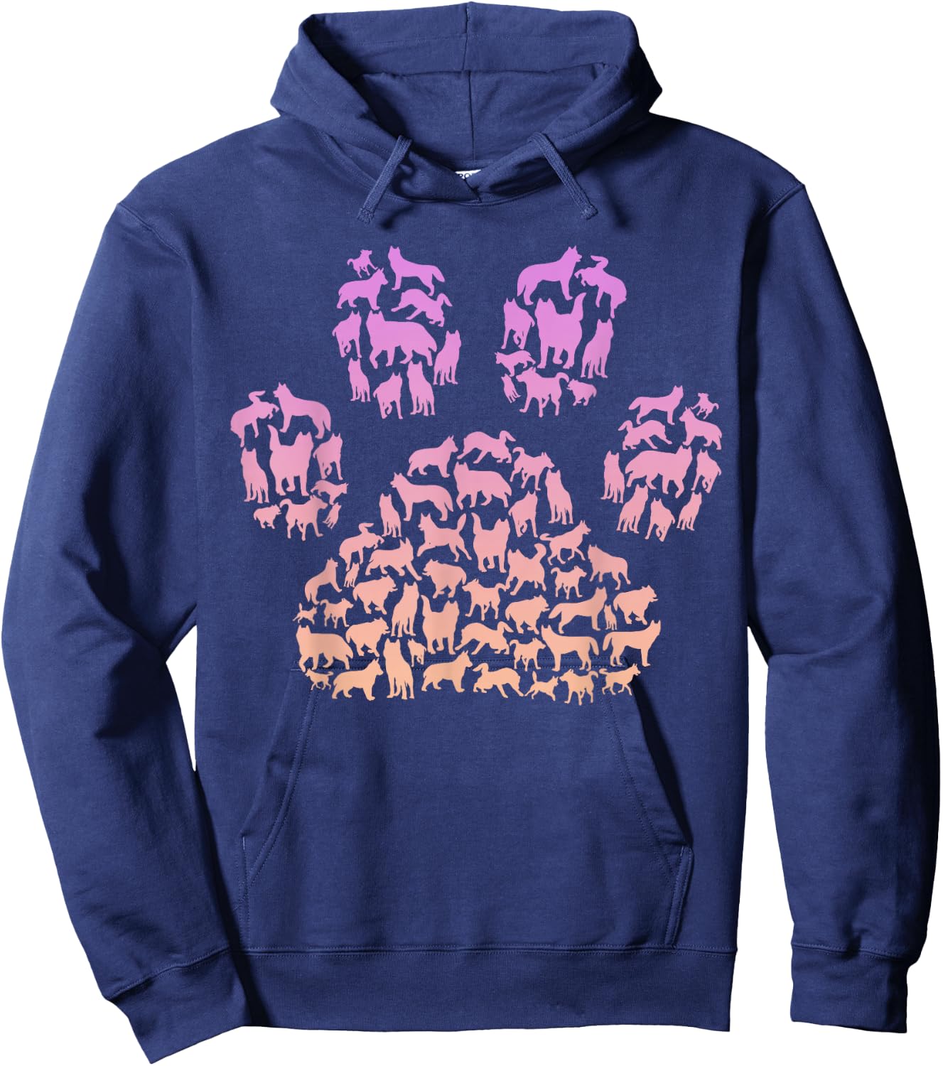 Paw Print Huskies Design for Husky Dog Lover | Girls Husky Hoodie - Hoodie | Navy